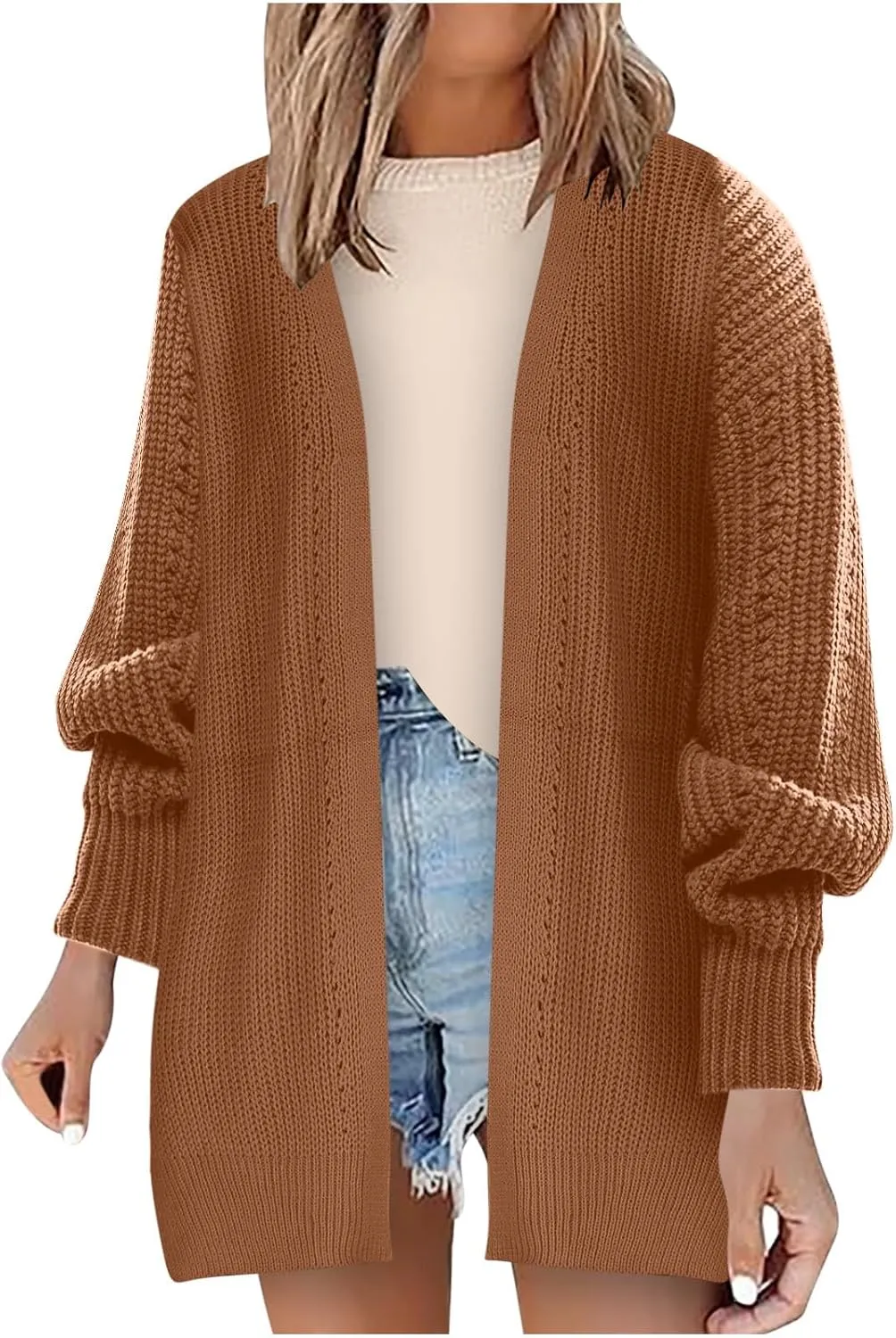 Fall Sweaters V Neck Solid Color Oversized Cardigans for Women Soft Baggy Fall Chunky Knit Cardigans Dressy Casual