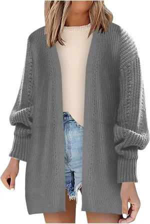 Fall Sweaters V Neck Solid Color Oversized Cardigans for Women Soft Baggy Fall Chunky Knit Cardigans Dressy Casual