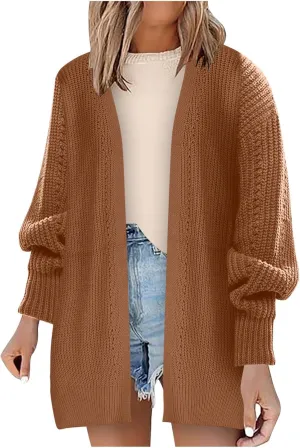 Fall Sweaters V Neck Solid Color Oversized Cardigans for Women Soft Baggy Fall Chunky Knit Cardigans Dressy Casual