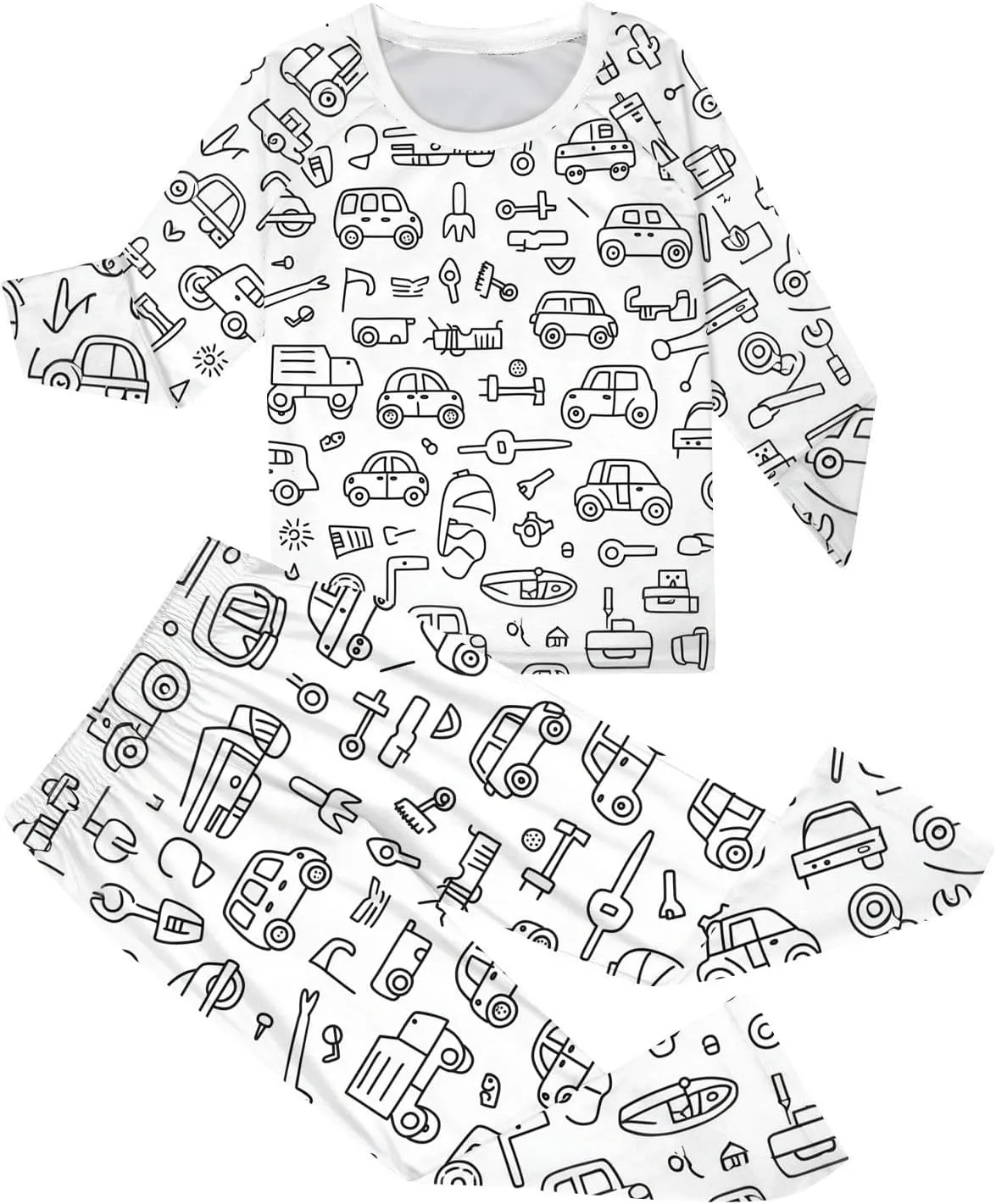 Family Matching Colorable Pajamas Sets Funny DIY Hand Painted Homewear 2 Piece Pjs Sleepwear Can Play with and Wear
