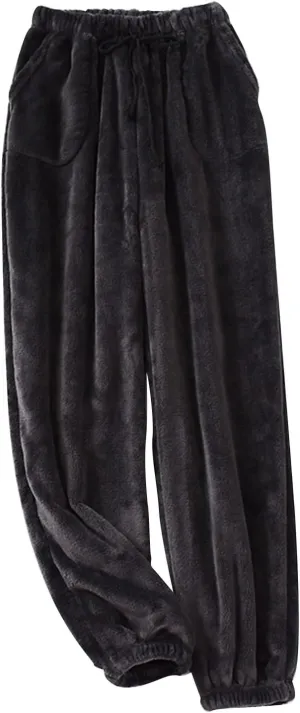 Flannel Pajama Pants Women Relaxed Fit Plush Casual Fleece Comfy Elastic Waist Sleep Pj Pants Bottoms