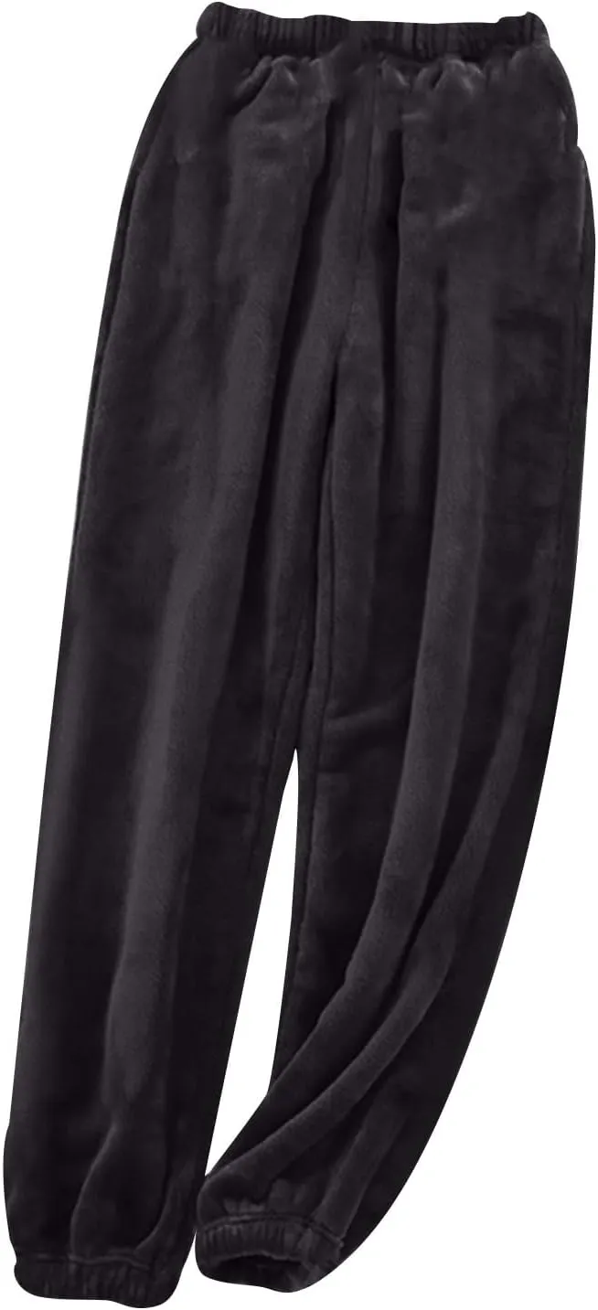 Flannel Pajama Pants Women Relaxed Fit Plush Casual Fleece Comfy Elastic Waist Sleep Pj Pants Bottoms