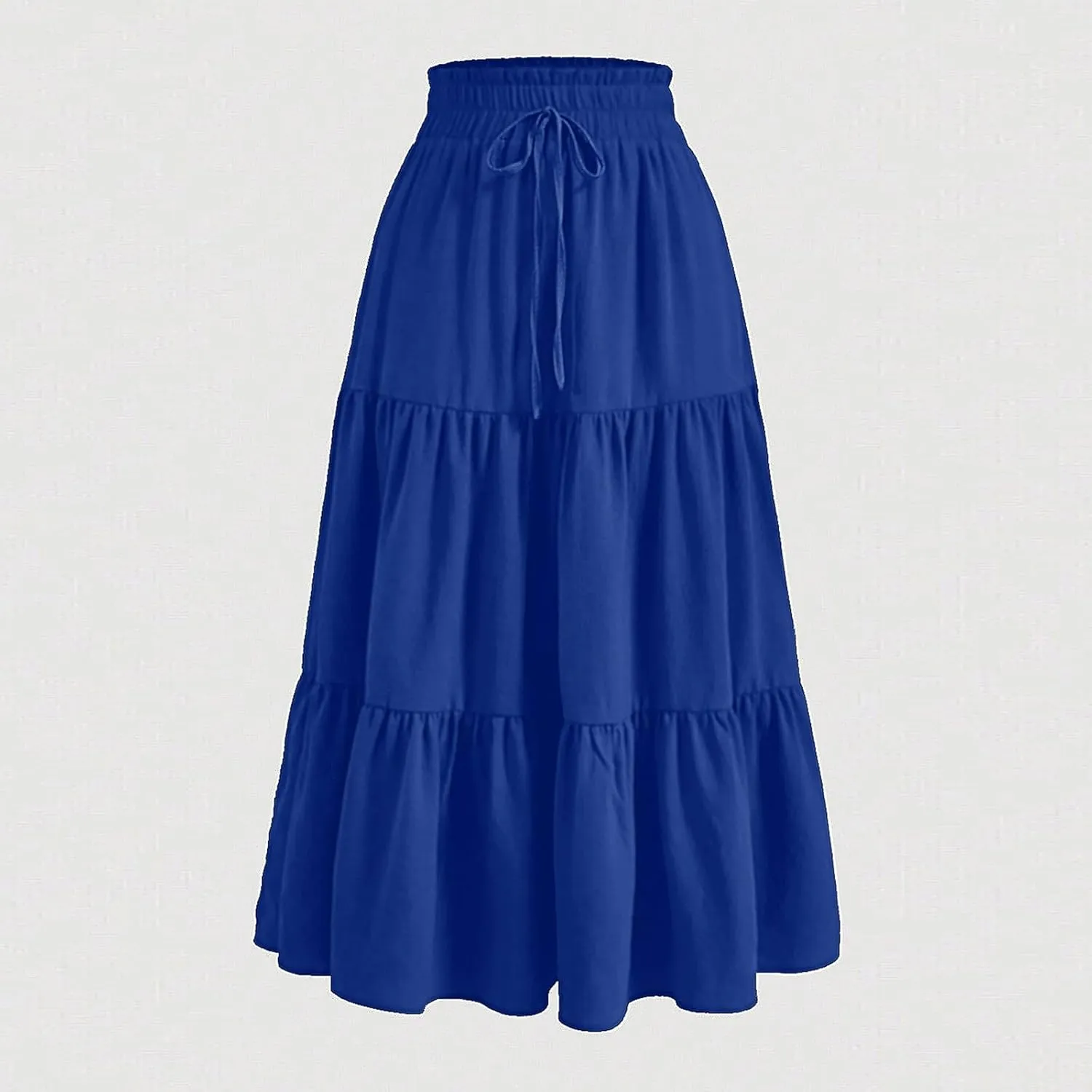 Floral Maxi Skirt for Women Summer Comfy Tiered Elastic High Waisted Skirts Vacation A-Line Flowy Swing Long Skirts