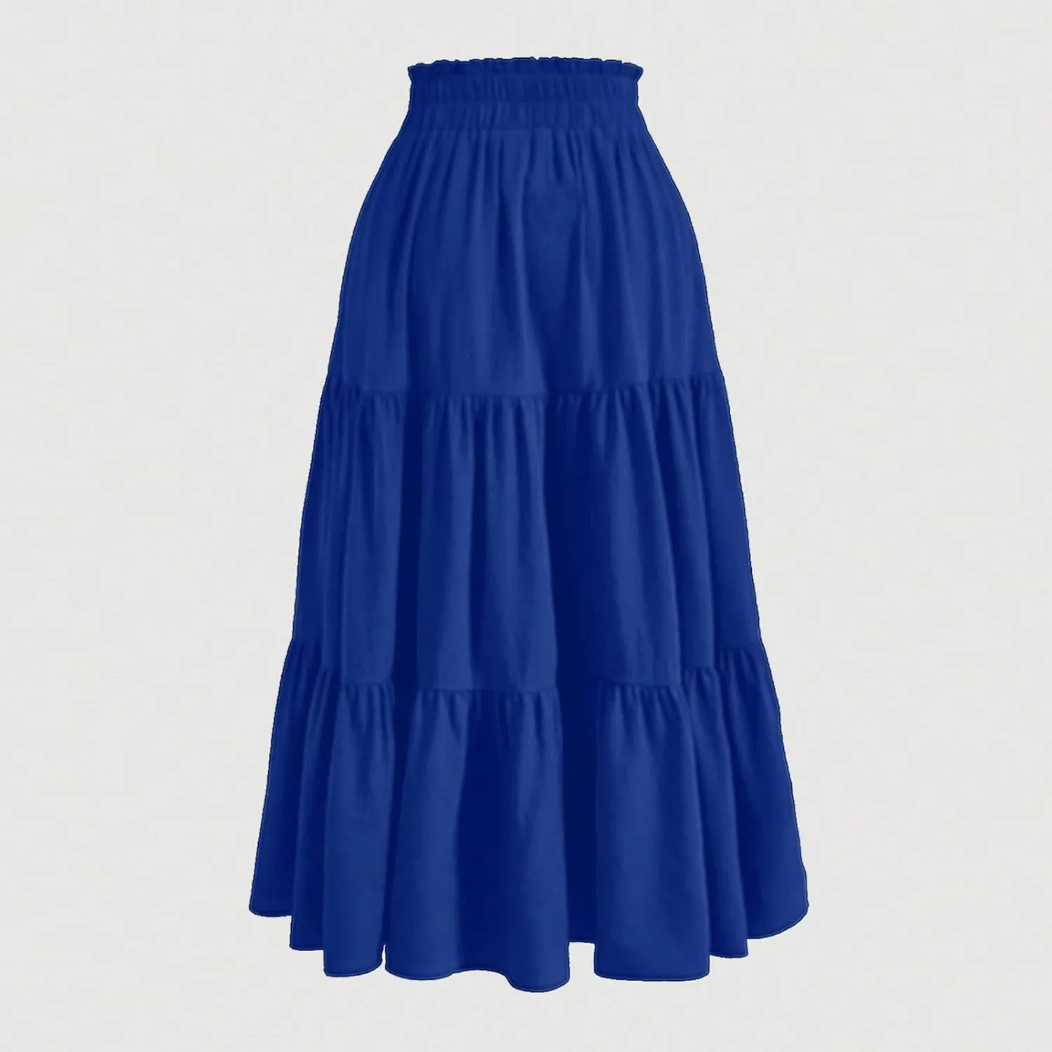 Floral Maxi Skirt for Women Summer Comfy Tiered Elastic High Waisted Skirts Vacation A-Line Flowy Swing Long Skirts