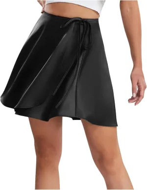 Flowy Skirts Women Drawstring High Waist Skirts Lightweight Dress Skirts Bussiness Casual Skirts Mini Pleated Skirt
