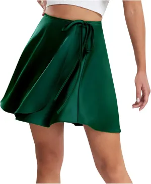 Flowy Skirts Women Drawstring High Waist Skirts Lightweight Dress Skirts Bussiness Casual Skirts Mini Pleated Skirt