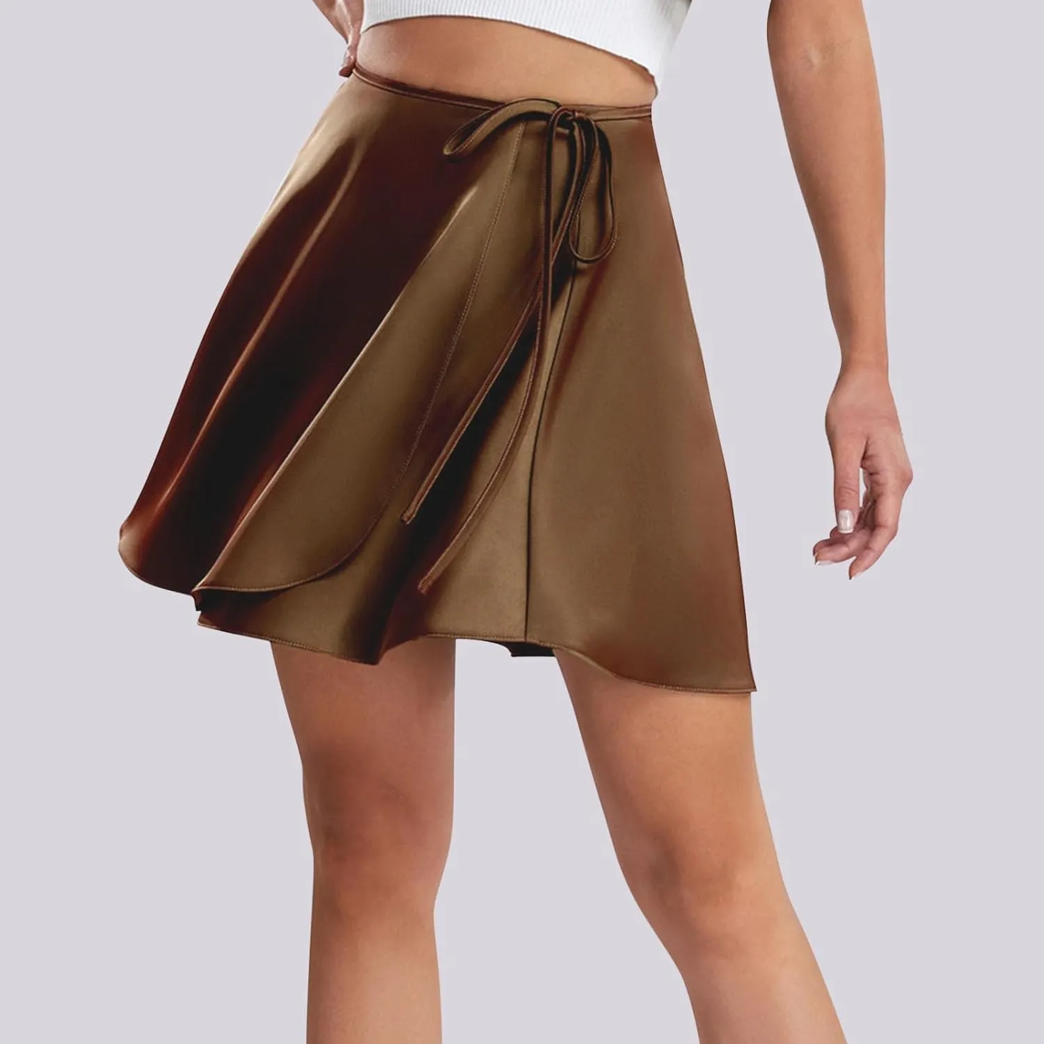 Flowy Skirts Women Drawstring High Waist Skirts Lightweight Dress Skirts Bussiness Casual Skirts Mini Pleated Skirt