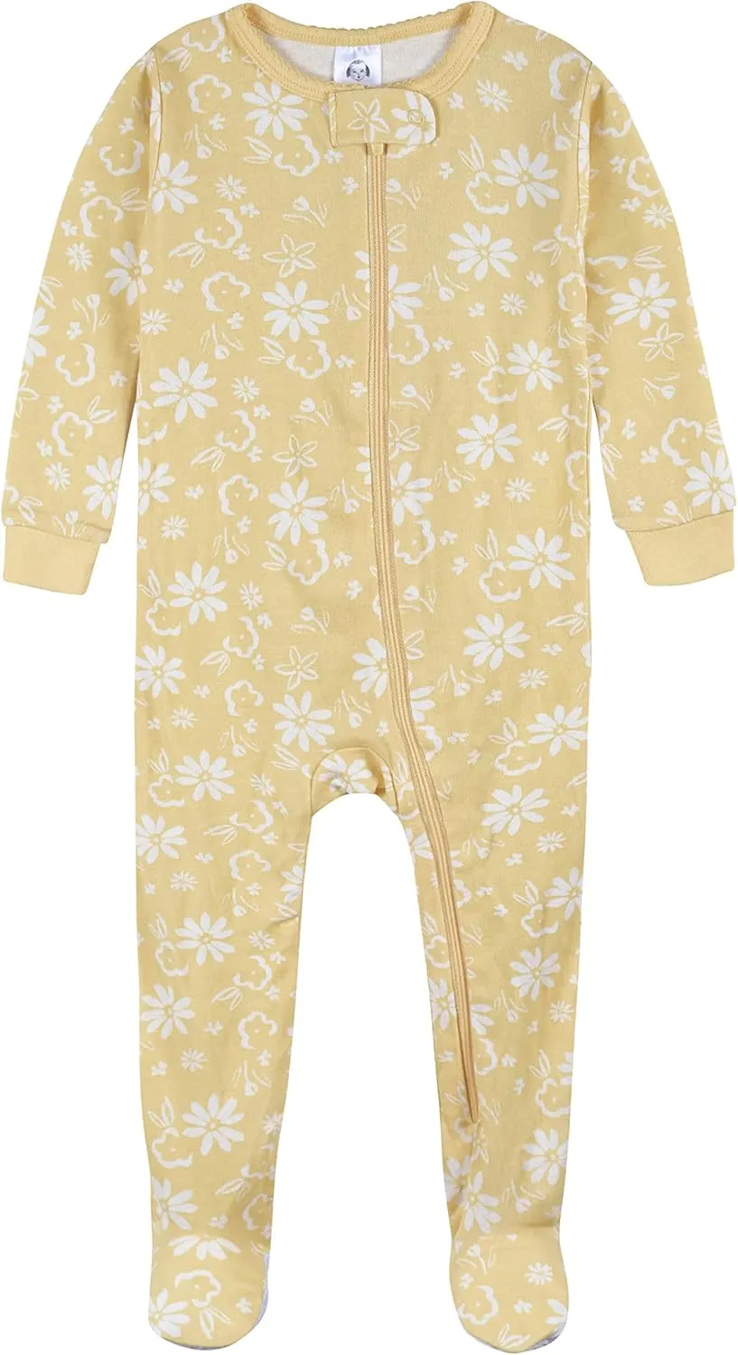 Gerber Baby Girls' 2-Pack Footed Pajamas