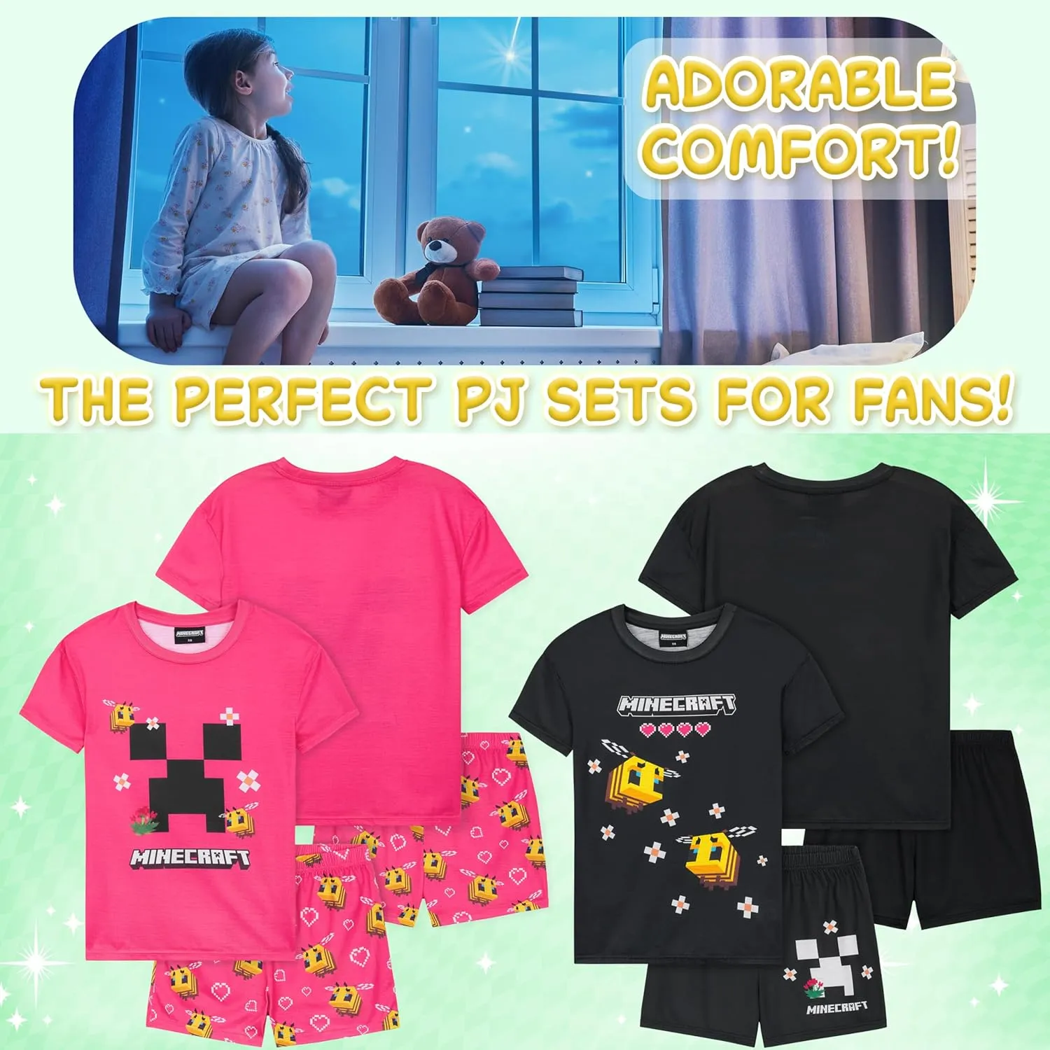 Girls Pajamas Pack of 2 Cute PJs Teens Kids' Pajamas Girls' Sleepwear