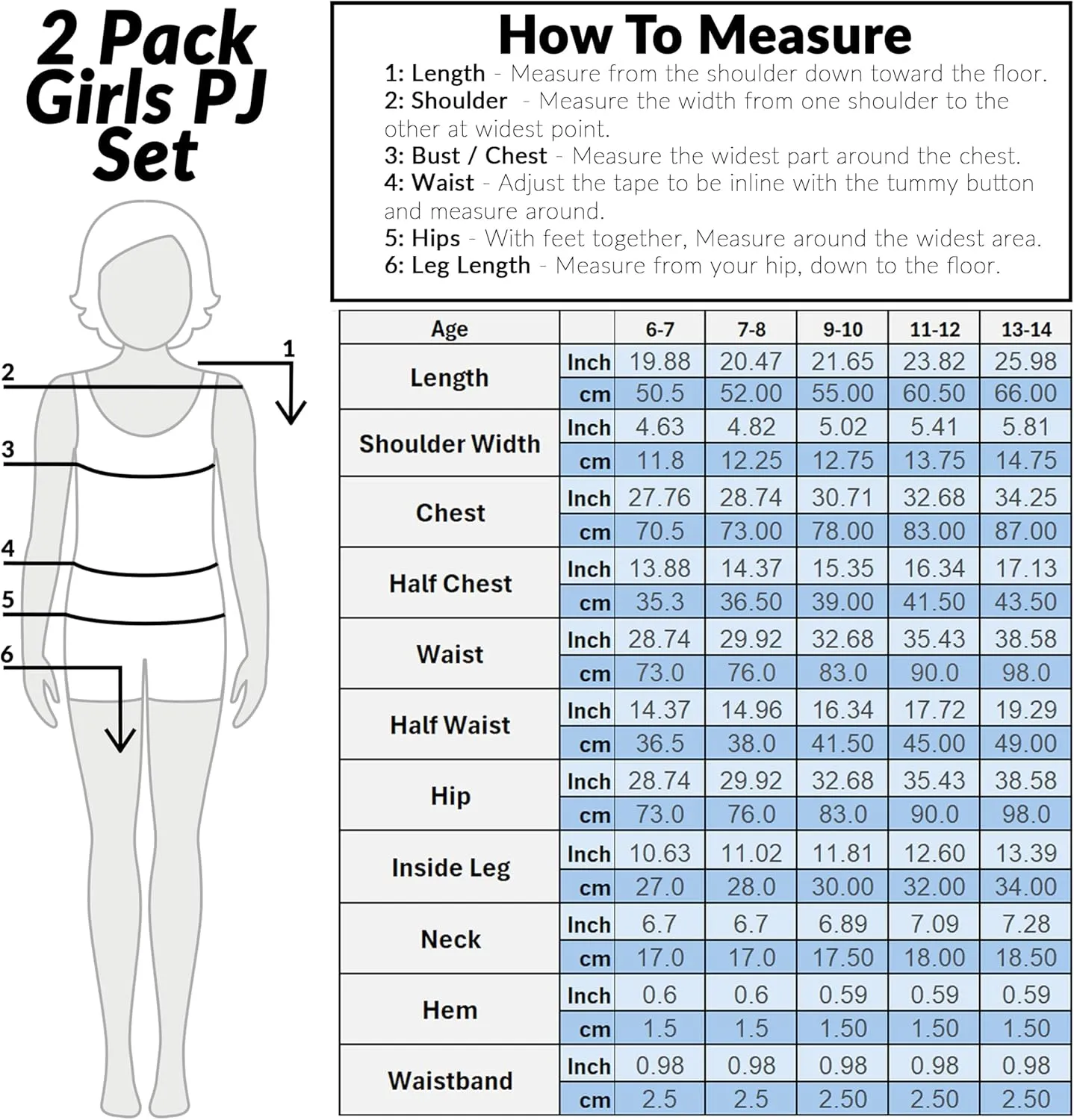 Girls Pajamas Pack of 2 Cute PJs Teens Kids' Pajamas Girls' Sleepwear
