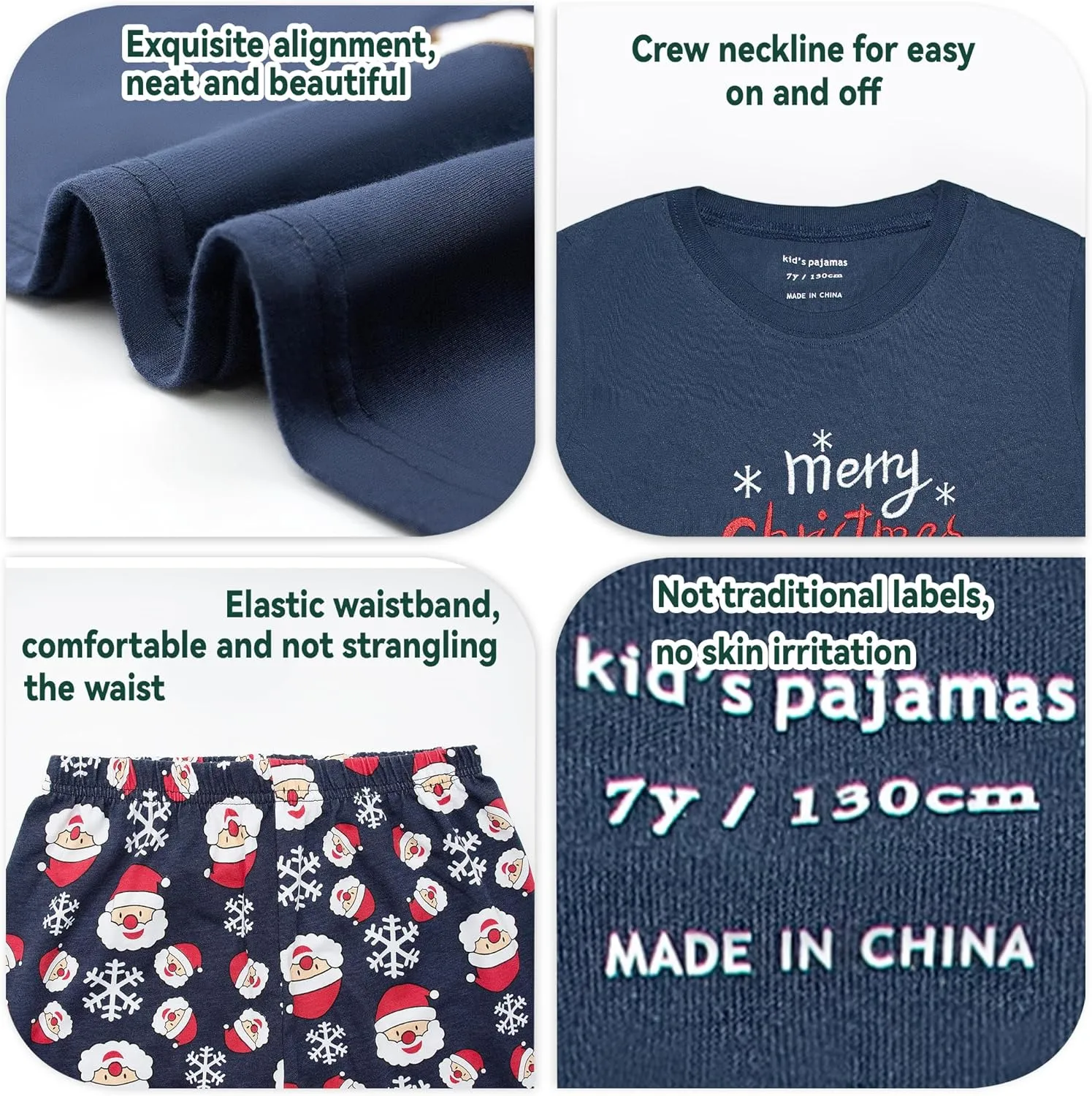 GRPSKCOS Kids Christmas Pajamas Toddler Kids Sleepwear Boys Girls Santa Claus Pajamas Winter Nightwear 2-12 Years