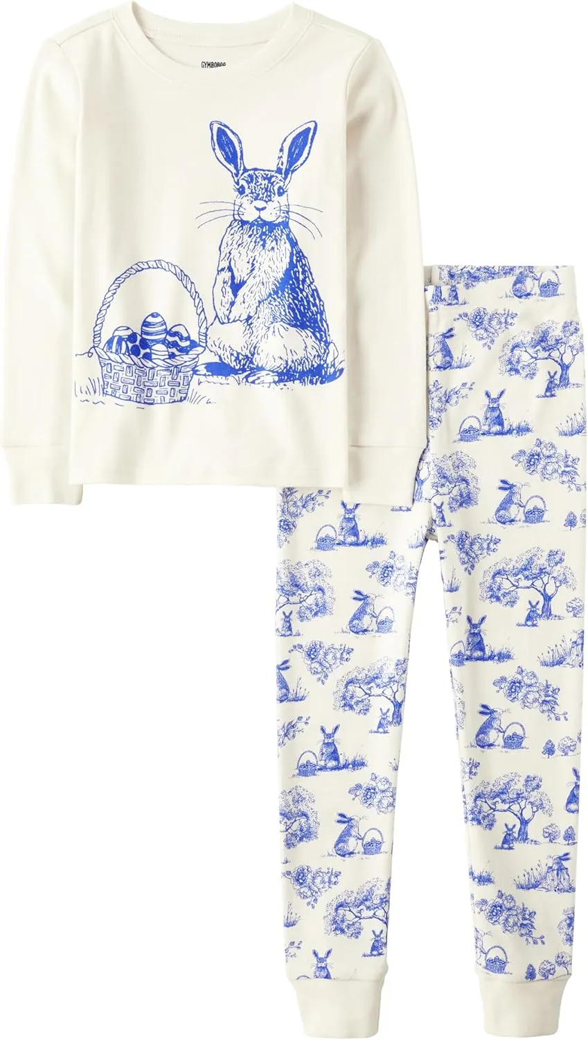 Gymboree Baby Girls' and Toddler Easter Gymmie Short Sleeve Top and Pant Cotton 2-Piece Pajama Sets