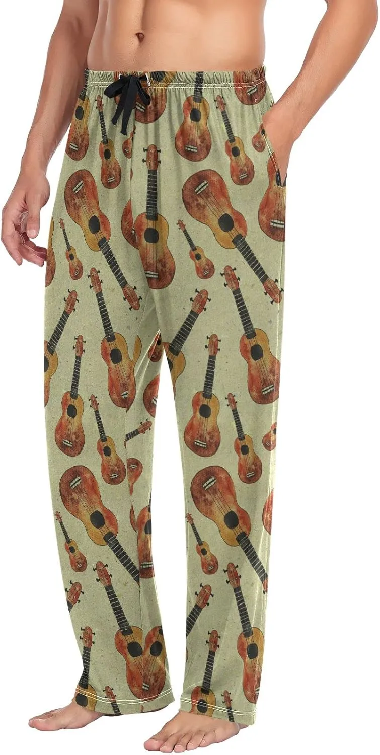 Hawaiian Guitar Ukulele Pattern Men's Pajama Pants Sleepwear Lounge Pajama Bottoms