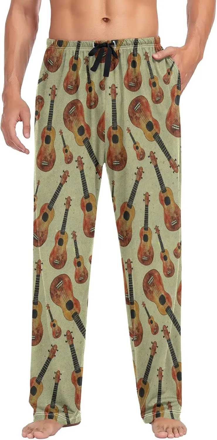 Hawaiian Guitar Ukulele Pattern Men's Pajama Pants Sleepwear Lounge Pajama Bottoms