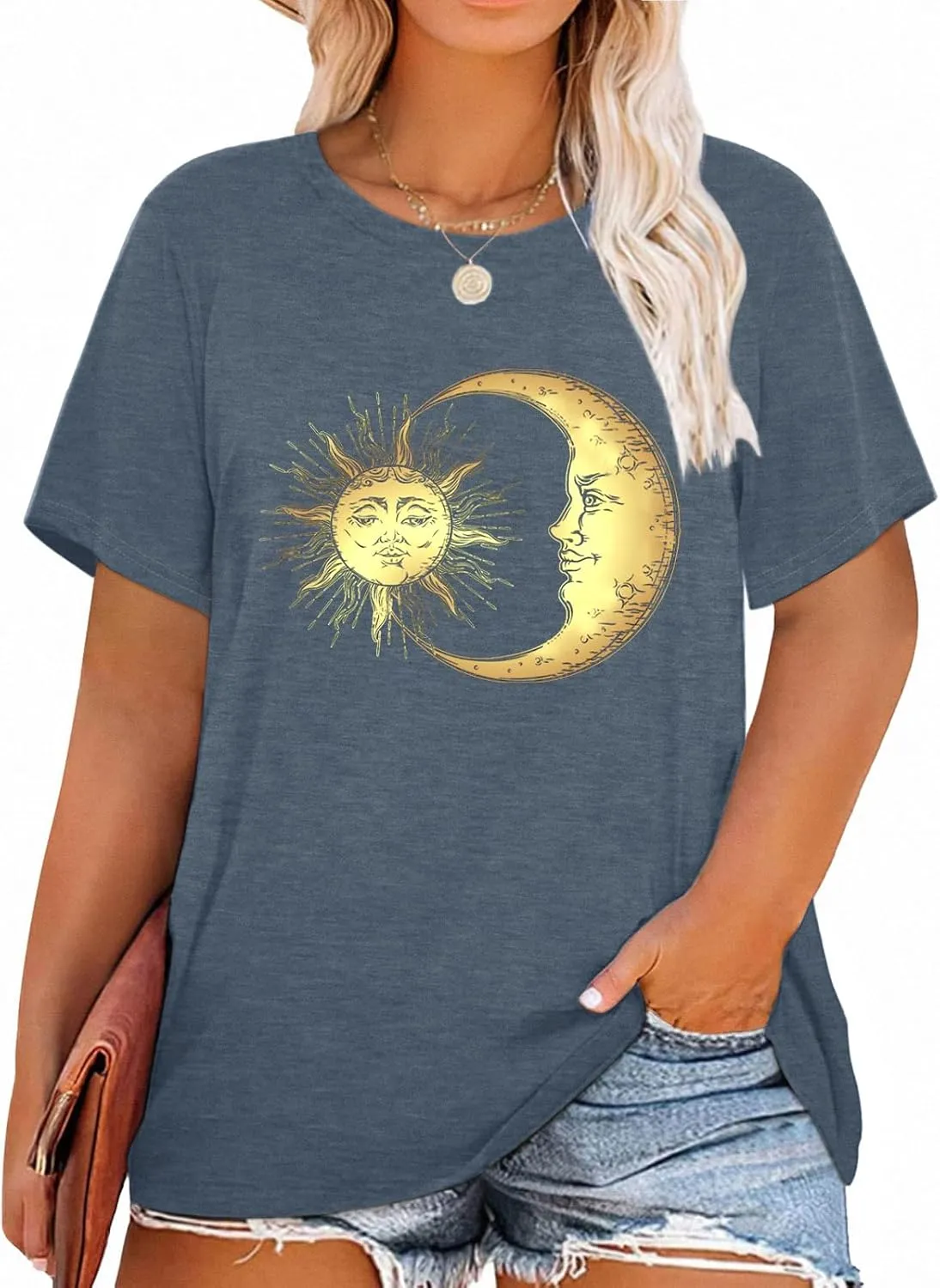 HDLTE Women Plus Size Tops Casual Short Sleeve Graphic Tee Shirts Oversized Tee Tops