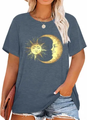 HDLTE Women Plus Size Tops Casual Short Sleeve Graphic Tee Shirts Oversized Tee Tops