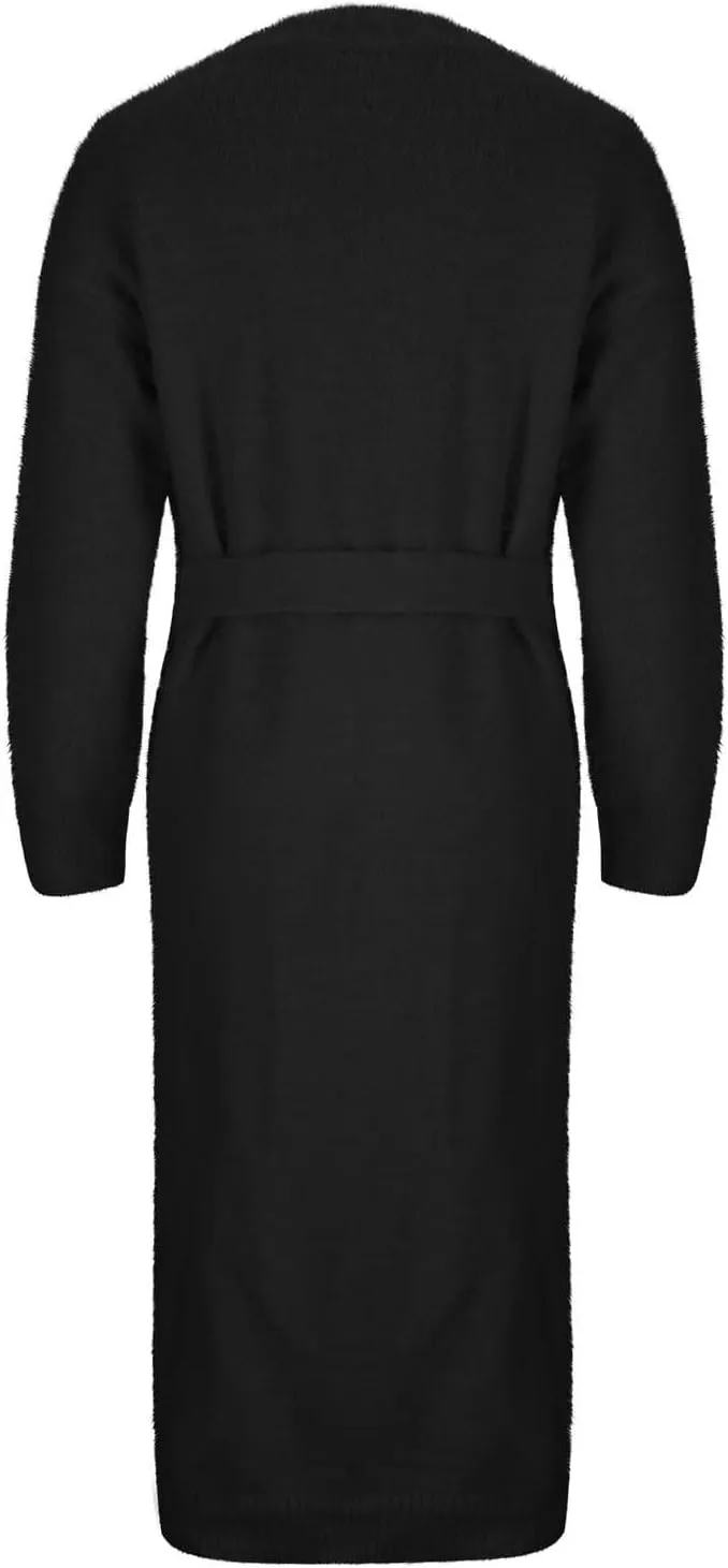 HGps8w Women's Fuzzy Soft Long Sweater Cardigans Casual Long Sleeve Open Front Knitted Outerwear Jackets