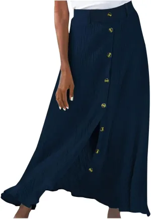 High Waist Skirts for Women Dressy Casual Skirts Button Down A Line Skirts Summer Boho Skirts Vintage Basic Skirts