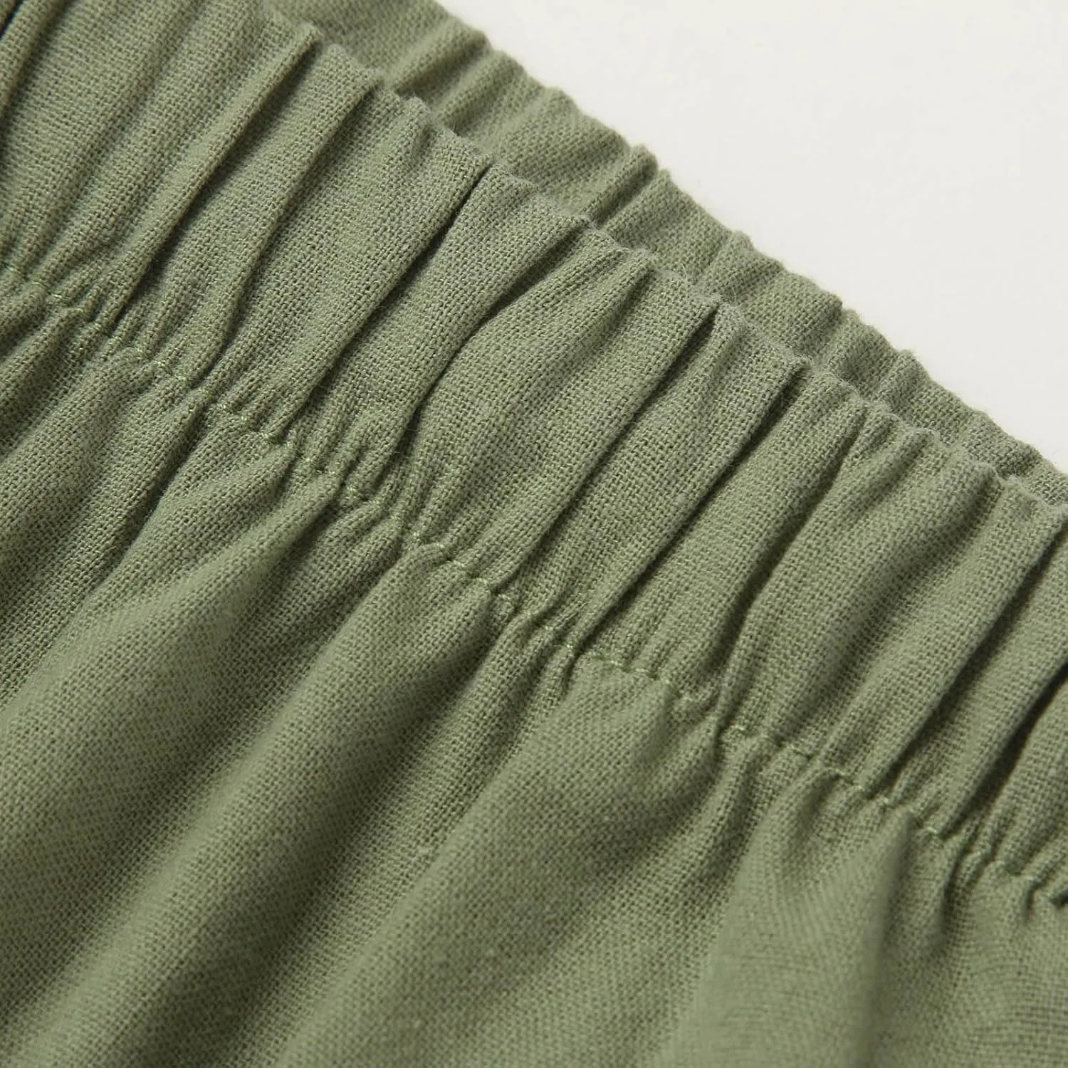 High Waisted Linen Pants for Women Casual Wide Leg Flowy Palazzo Pants Elastic Waist Lightweight Summer Beach Pant