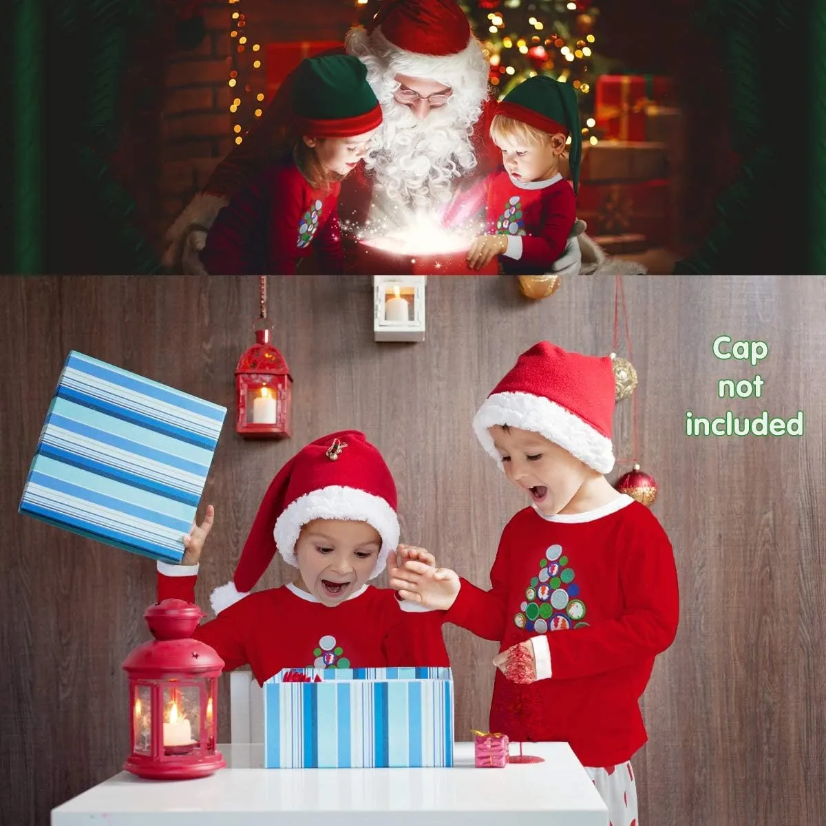 HYCLES Christmas Pajamas for Kids Girls Holiday Long Sleeve Sleepwear Santa Cotton Pajamas Sets for 2-12T Boys/Toddler Pjs
