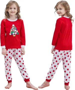 HYCLES Christmas Pajamas for Kids Girls Holiday Long Sleeve Sleepwear Santa Cotton Pajamas Sets for 2-12T Boys/Toddler Pjs