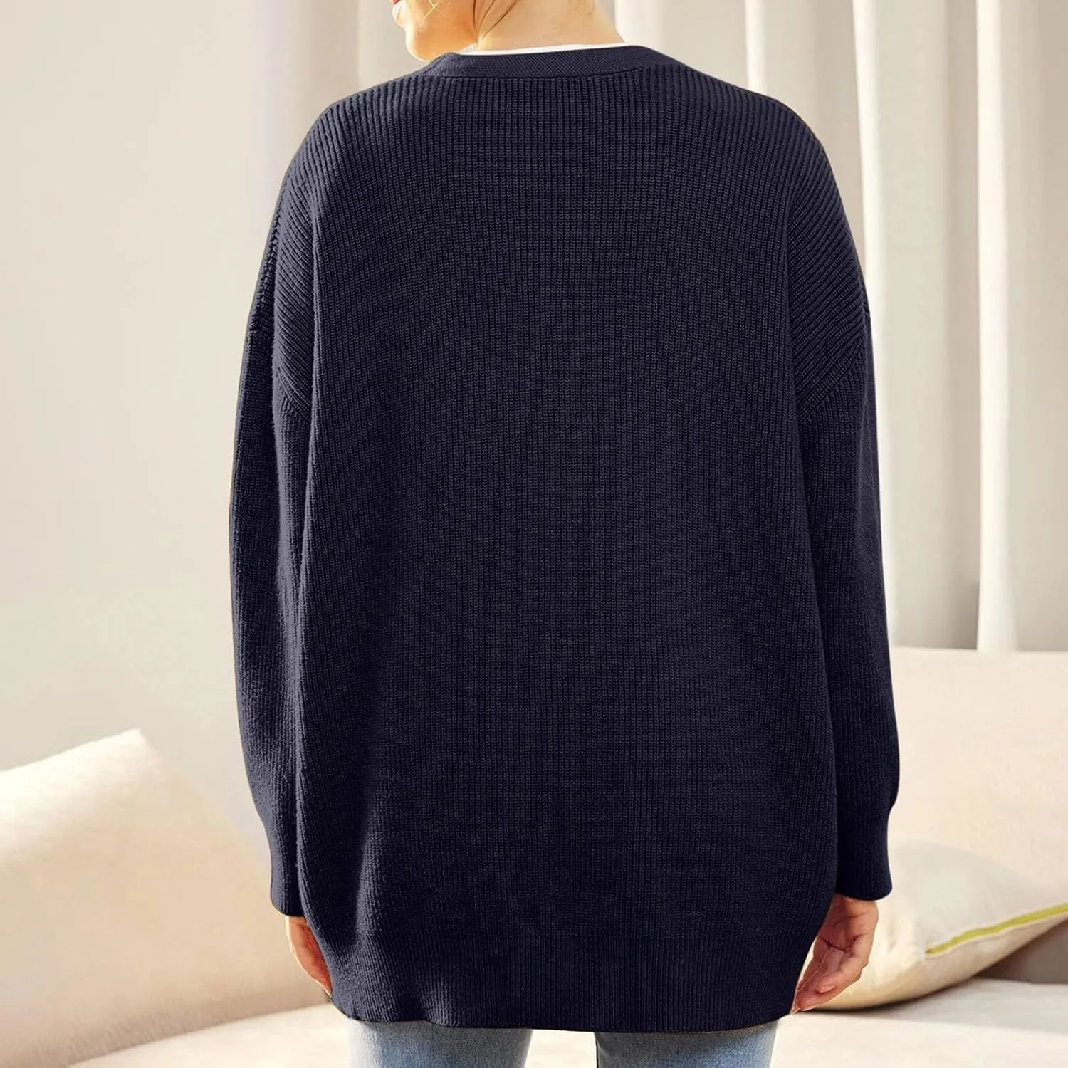 iLH Cardigan Sweaters for Sweater Fall Fashion Oversize Loose Sweater Button down V Neck Solid Outerwear Knitted Coat