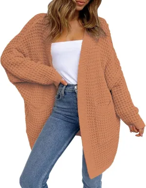 iLH Womens Sweater Cardigan Open Front Chunky Knit Cardigan For Women Fall Winter Leisure Loose Fit Sweater Cardigan