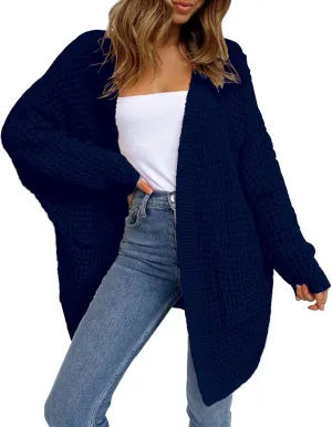 iLH Womens Sweater Cardigan Open Front Chunky Knit Cardigan For Women Fall Winter Leisure Loose Fit Sweater Cardigan