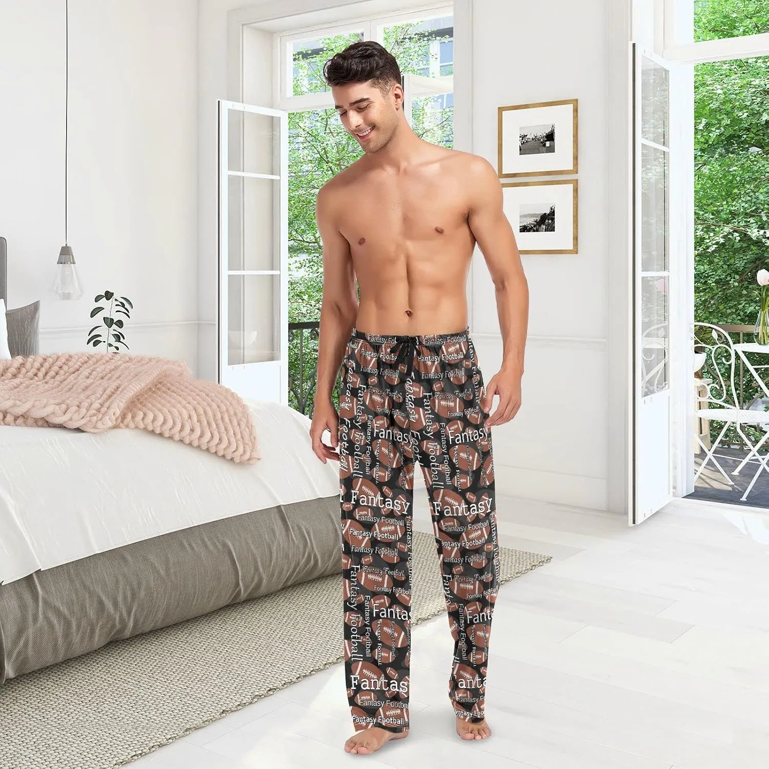 JUNZAN Fantasy Football Pajama Pants for Men Pj Pants Mens Pajama Bottoms S