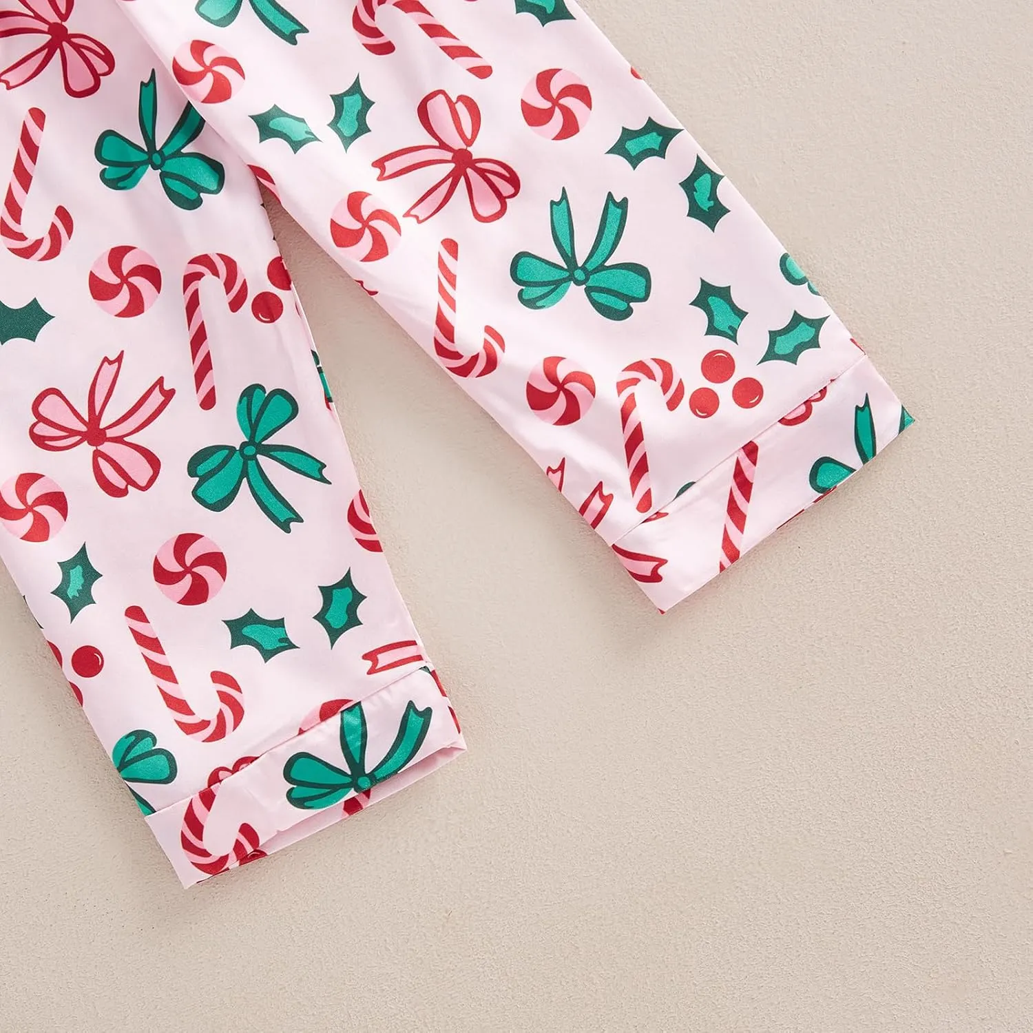 Kids Girls Christmas Valentines Pajamas Cute Print Button Down Tops   Pants Toddler Satin Sleepwear Silk Pajama Set