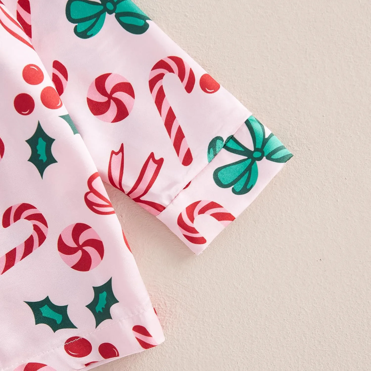 Kids Girls Christmas Valentines Pajamas Cute Print Button Down Tops   Pants Toddler Satin Sleepwear Silk Pajama Set