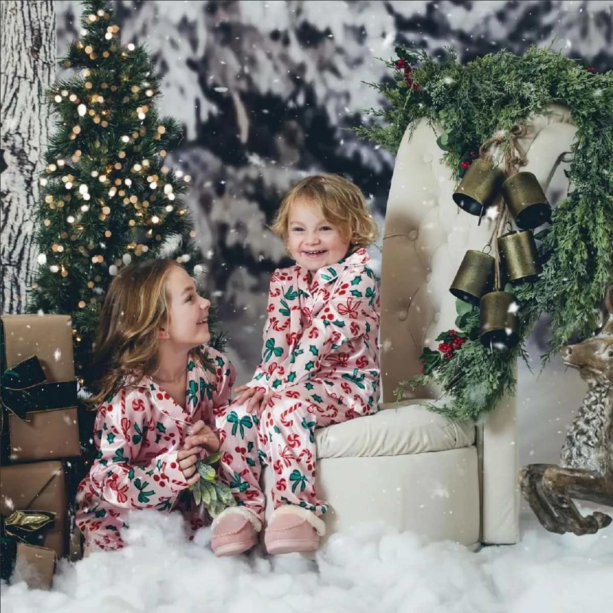 Kids Girls Christmas Valentines Pajamas Cute Print Button Down Tops   Pants Toddler Satin Sleepwear Silk Pajama Set
