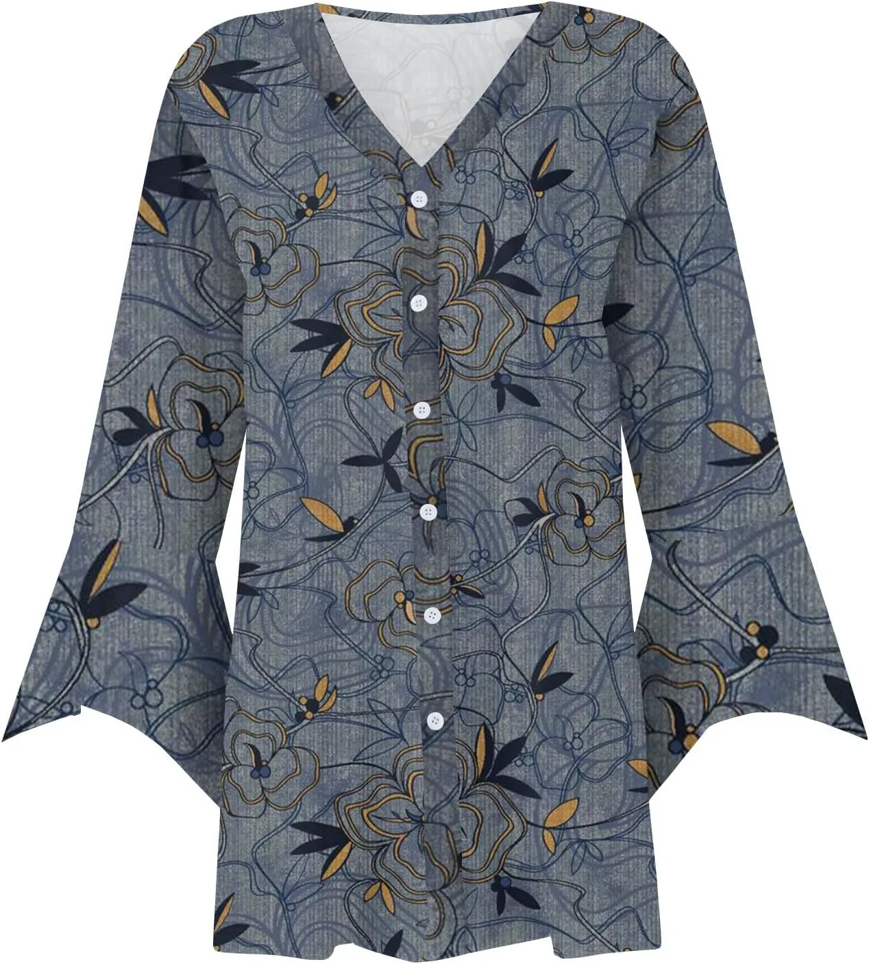 Kimono Cardigans for Women 3/4 Sleeve Button Down Cardigans Floral Printed Casual Loose Open Front Cardigan