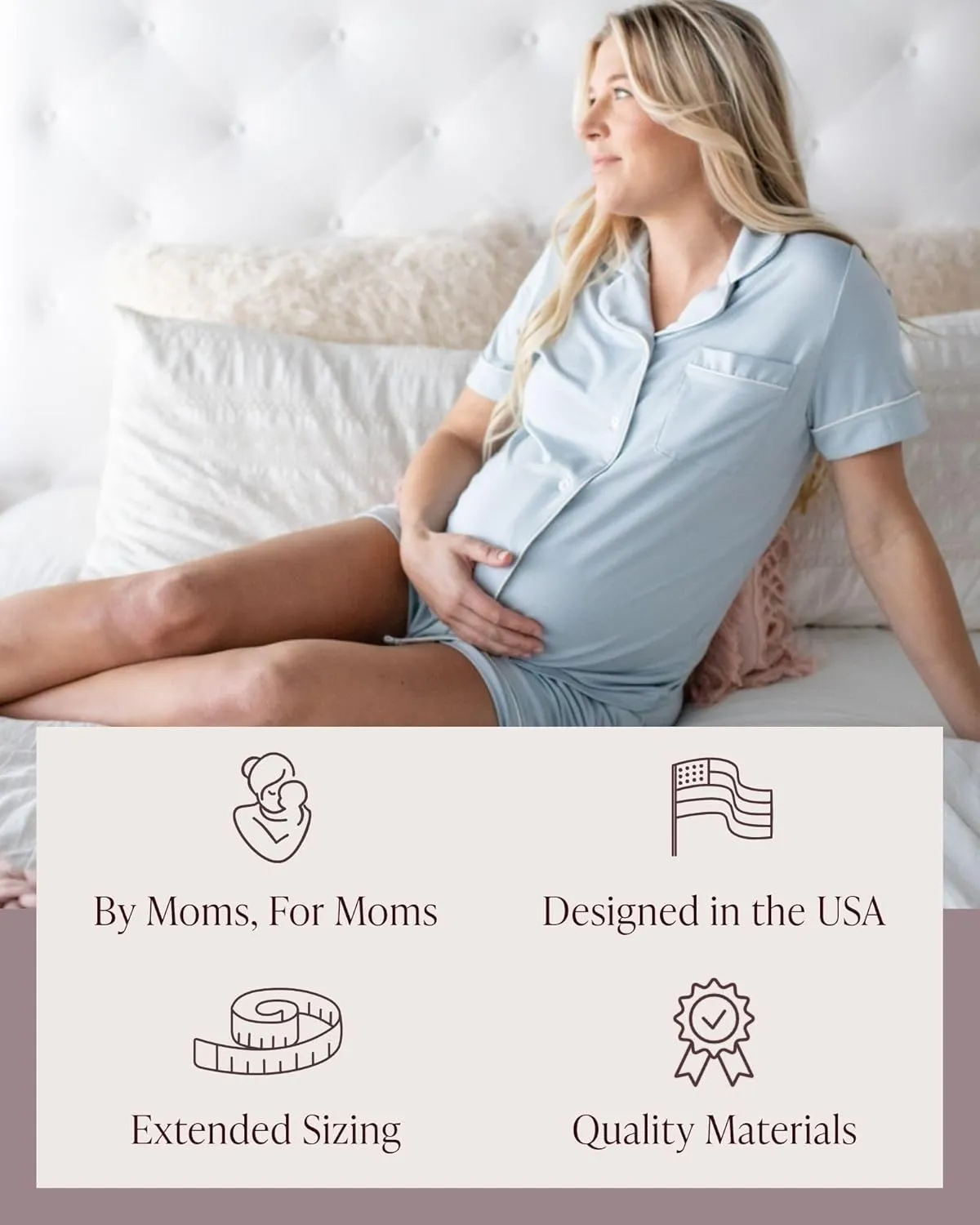 Kindred Bravely Clea Maternity Pajamas & Postpartum Lounge Sets for Women, Short Sleeve Nursing Pajamas