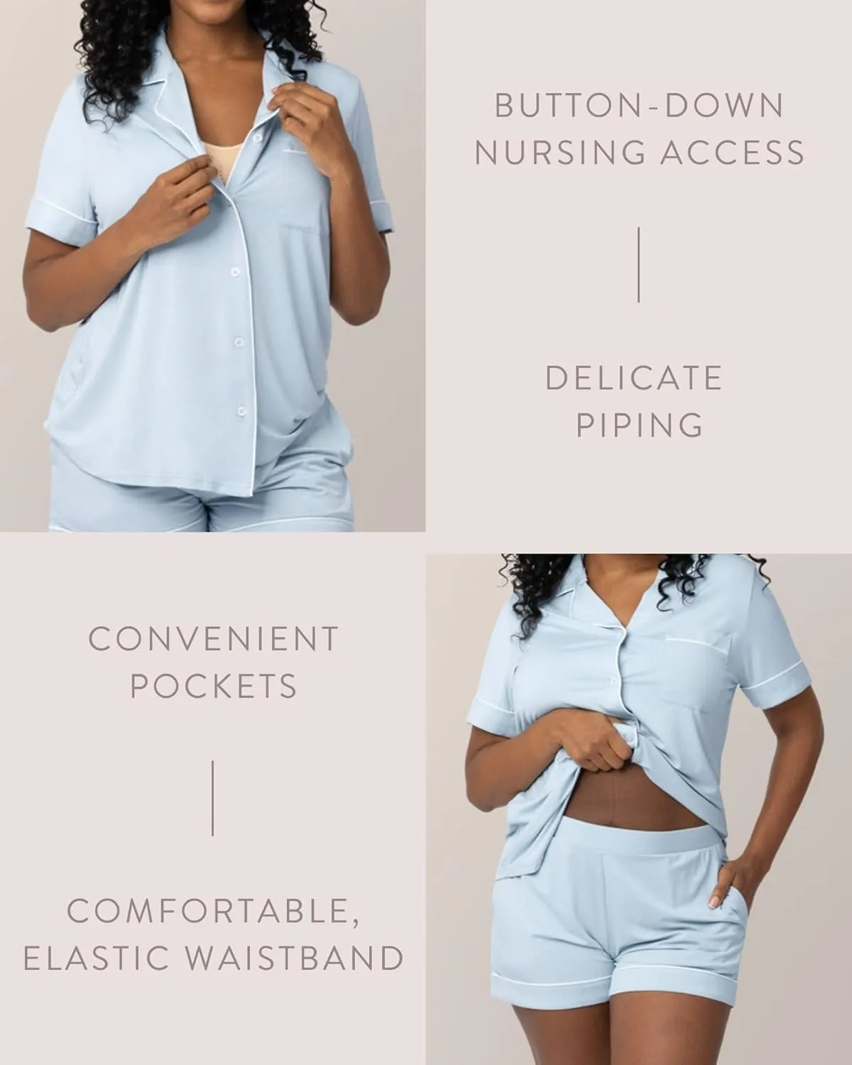 Kindred Bravely Clea Maternity Pajamas & Postpartum Lounge Sets for Women, Short Sleeve Nursing Pajamas