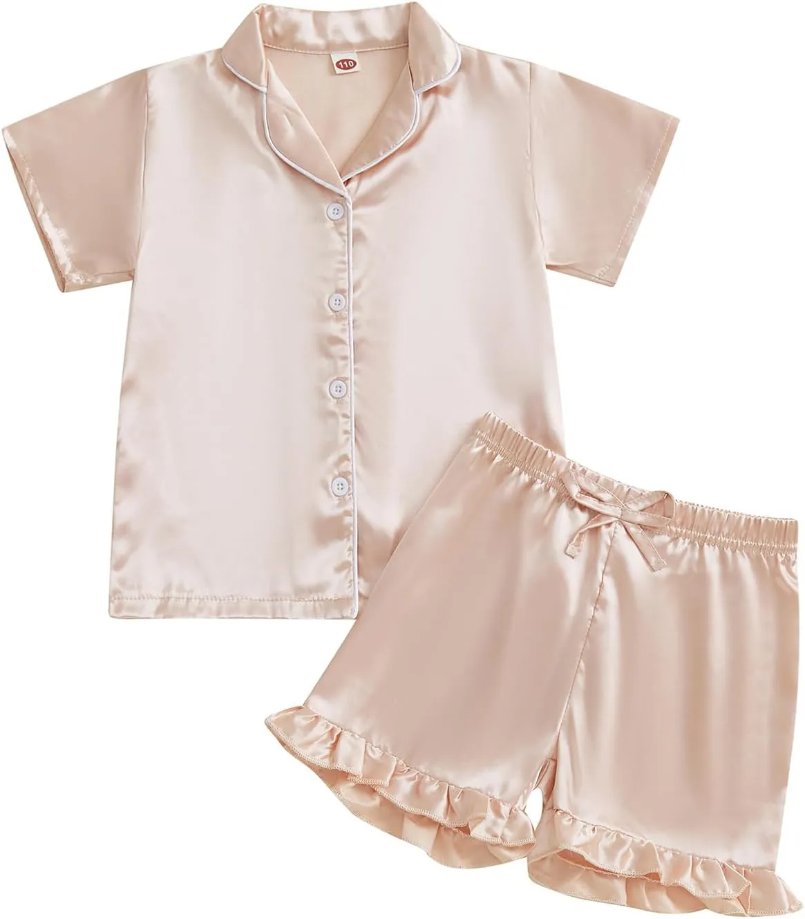 Kuriozud Toddler Baby Girl Boy 4th of July Satin Pajamas Kids Summer Pjs Set Short Sleeve Button Down Nightwear Sleepwear