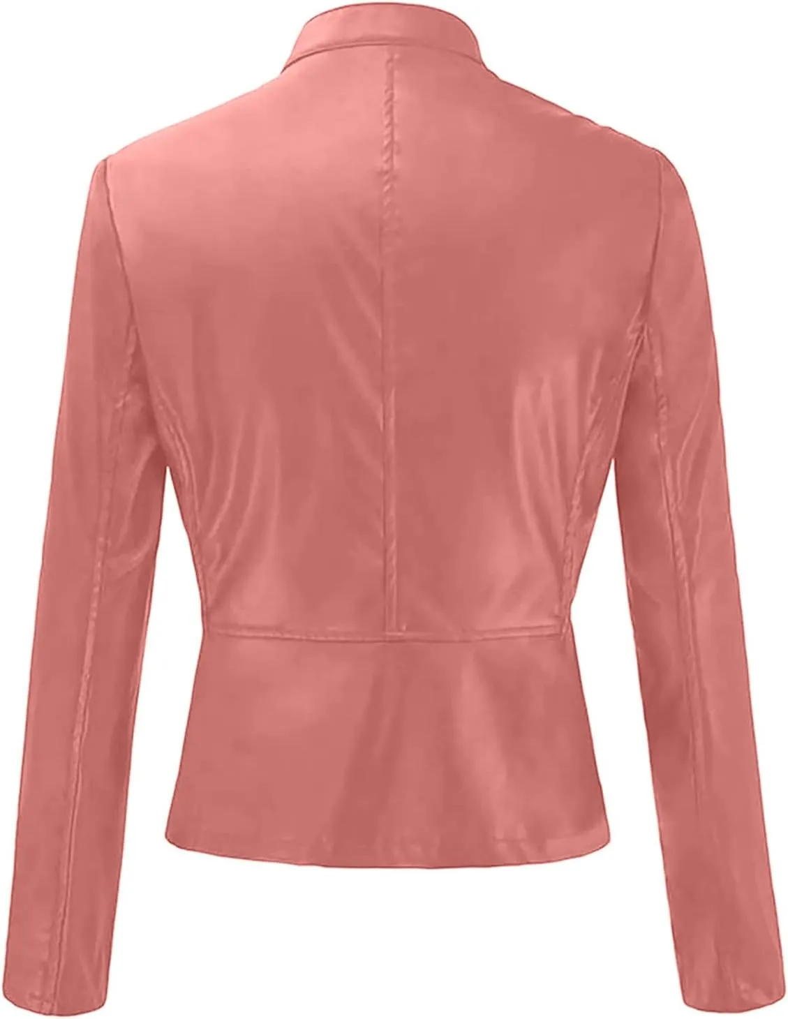 Leather Jacket for Women Fashion Zip Up PU Leather Motorcycle Jacket Casual Slim Short Leather Coat Moto Biker