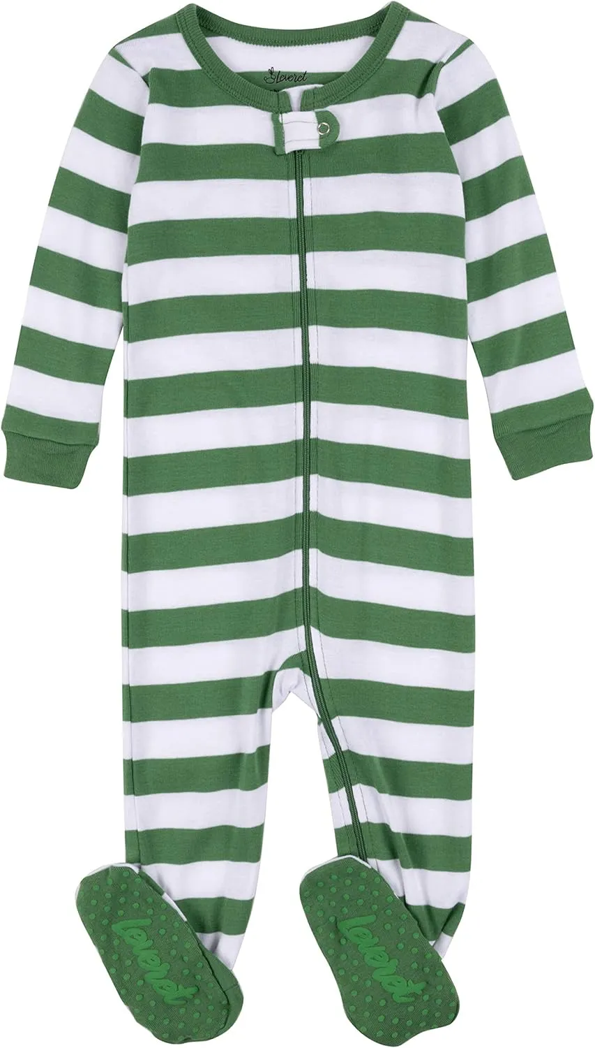 Leveret Kids Pajamas Baby Boys Girls Christmas Footed Pajamas Sleeper 100% Cotton (Size 6-12 Months-5 Toddler)