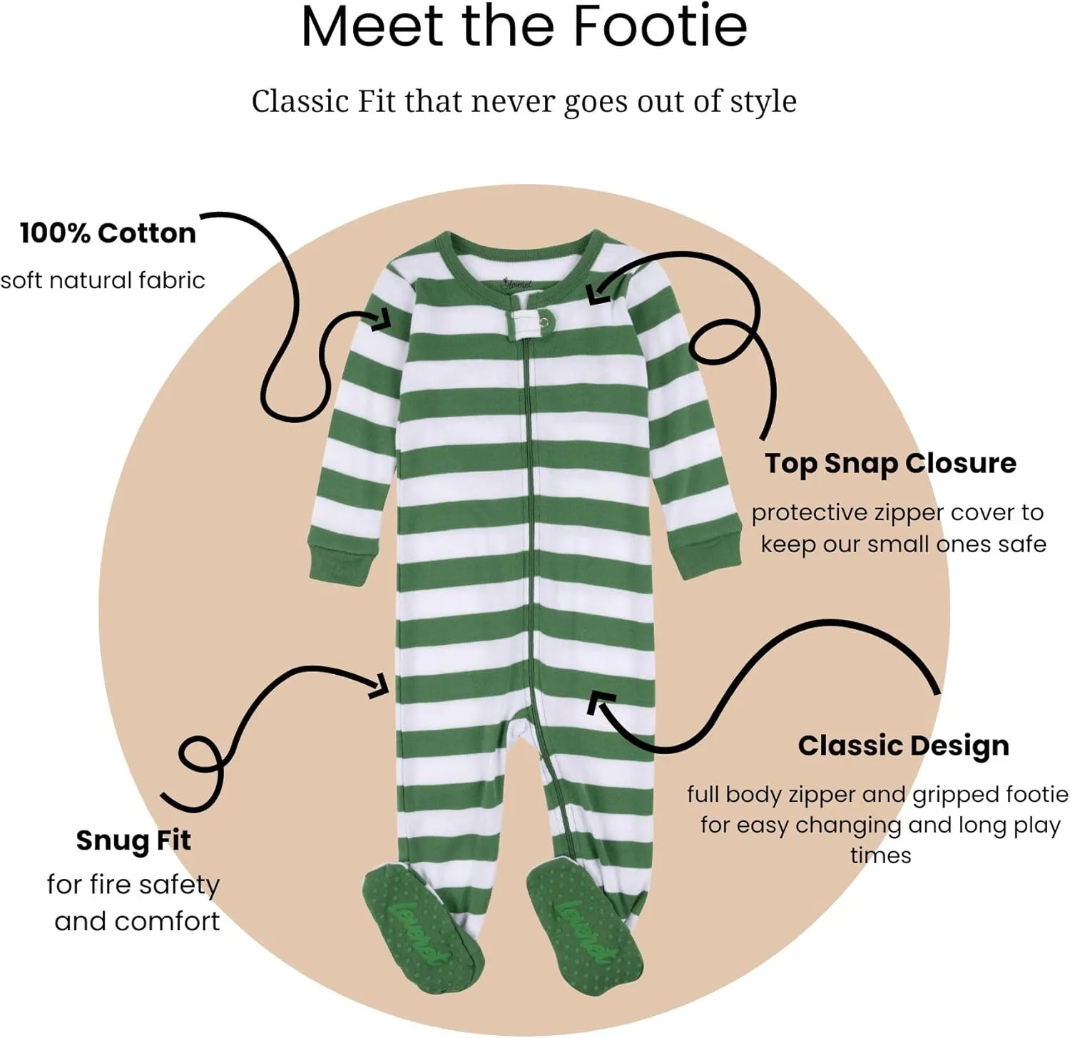 Leveret Kids Pajamas Baby Boys Girls Christmas Footed Pajamas Sleeper 100% Cotton (Size 6-12 Months-5 Toddler)