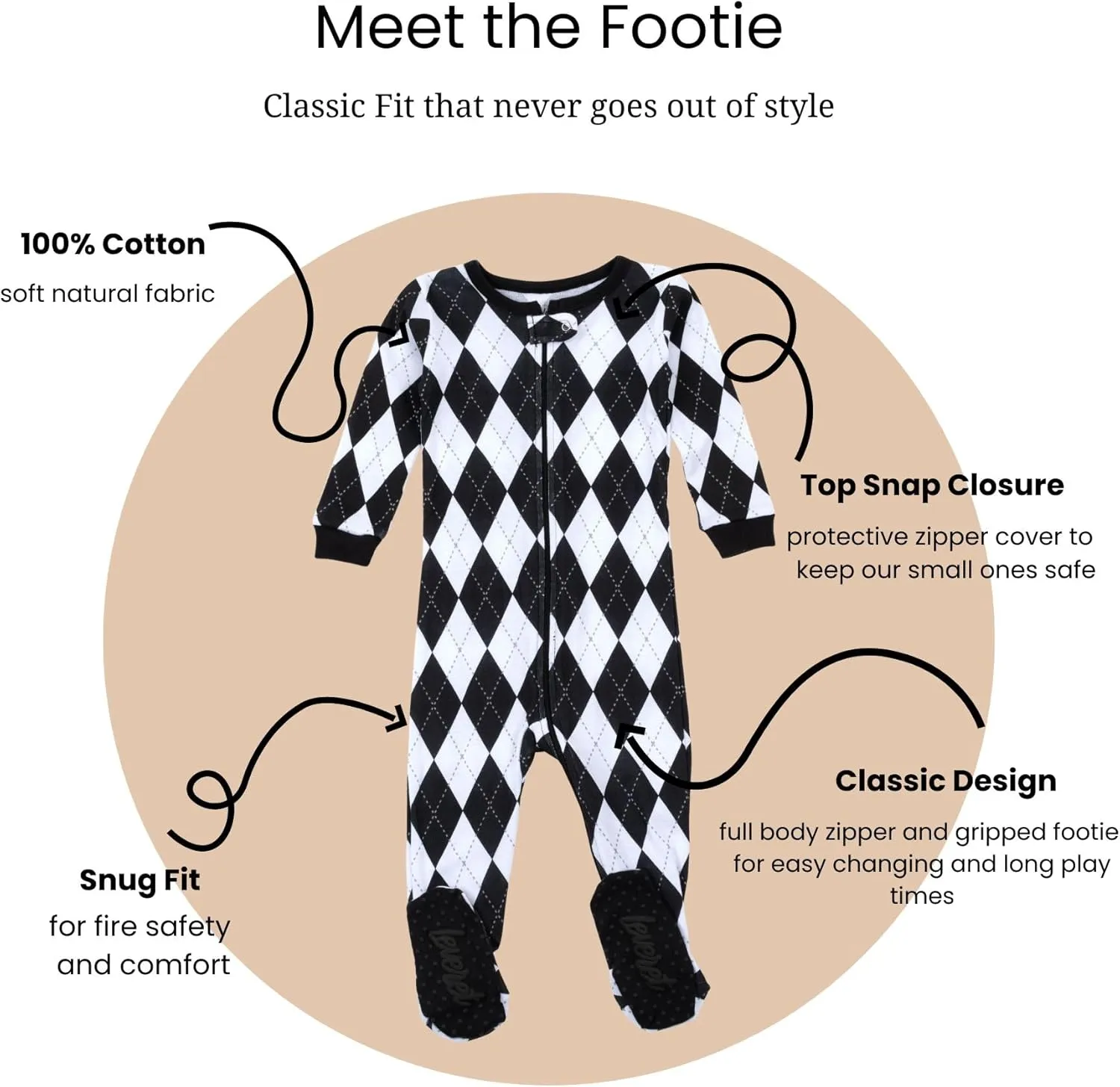 Leveret Kids Pajamas Baby Boys Girls Christmas Footed Pajamas Sleeper 100% Cotton (Size 6-12 Months-5 Toddler)