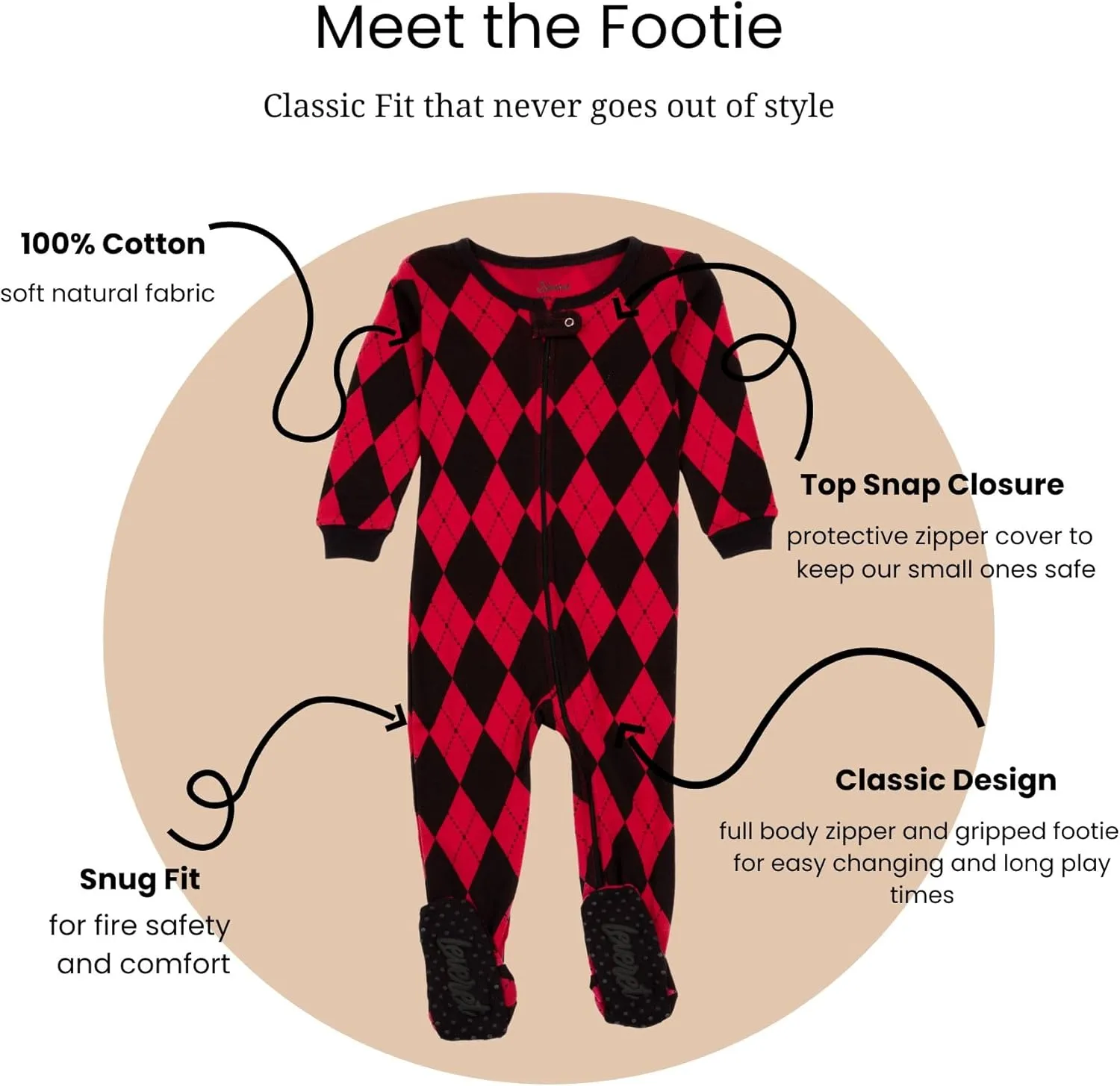 Leveret Kids Pajamas Baby Boys Girls Christmas Footed Pajamas Sleeper 100% Cotton (Size 6-12 Months-5 Toddler)