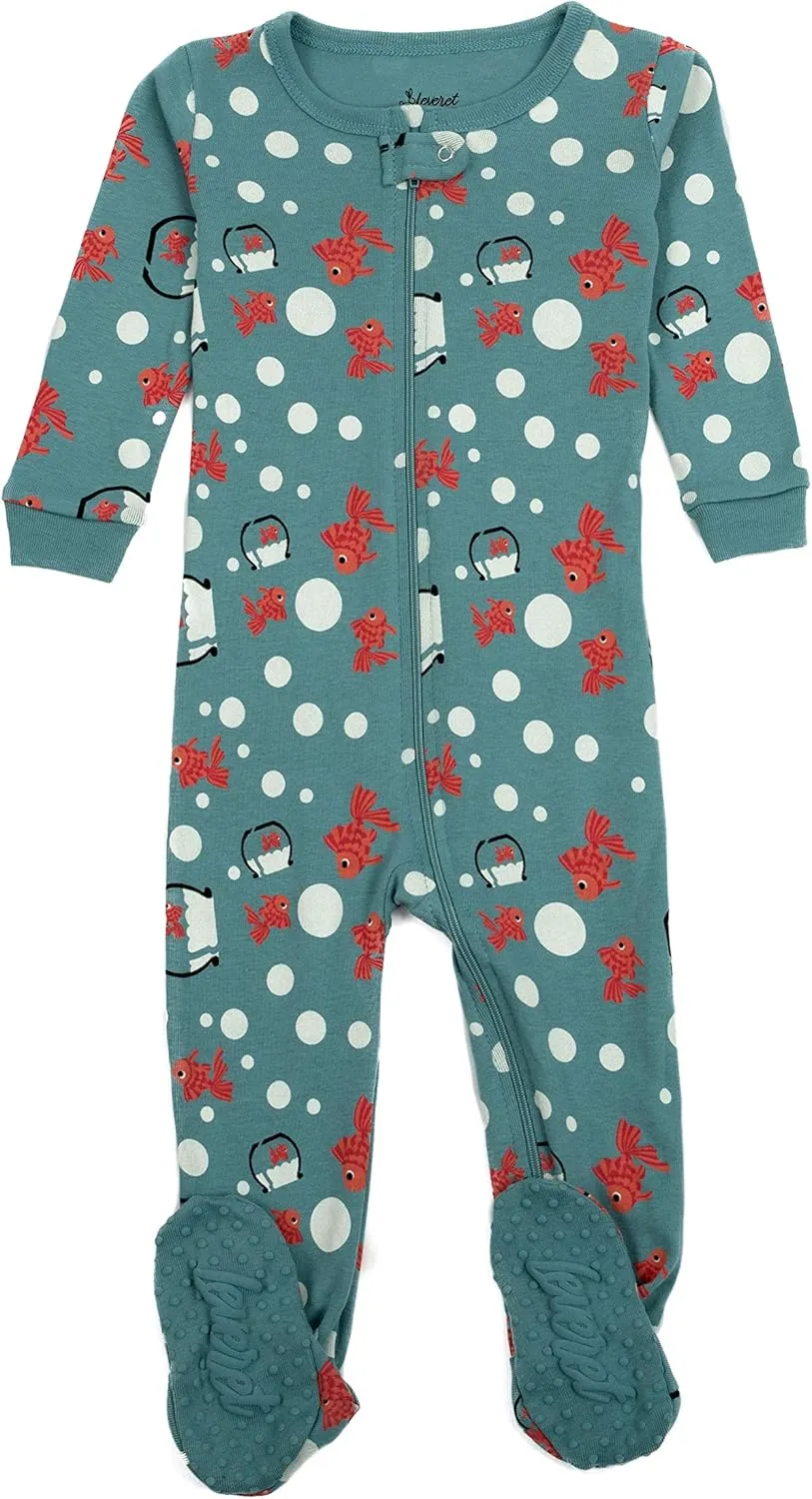 Leveret Kids Pajamas Baby Boys Girls Footed Pajamas Sleeper 100% Cotton Plaids (Size 6-12 Months-5 Toddler)