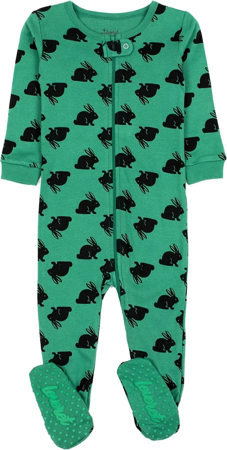 Leveret Kids Pajamas Baby Boys Girls Footed Pajamas Sleeper 100% Cotton Plaids (Size 6-12 Months-5 Toddler)