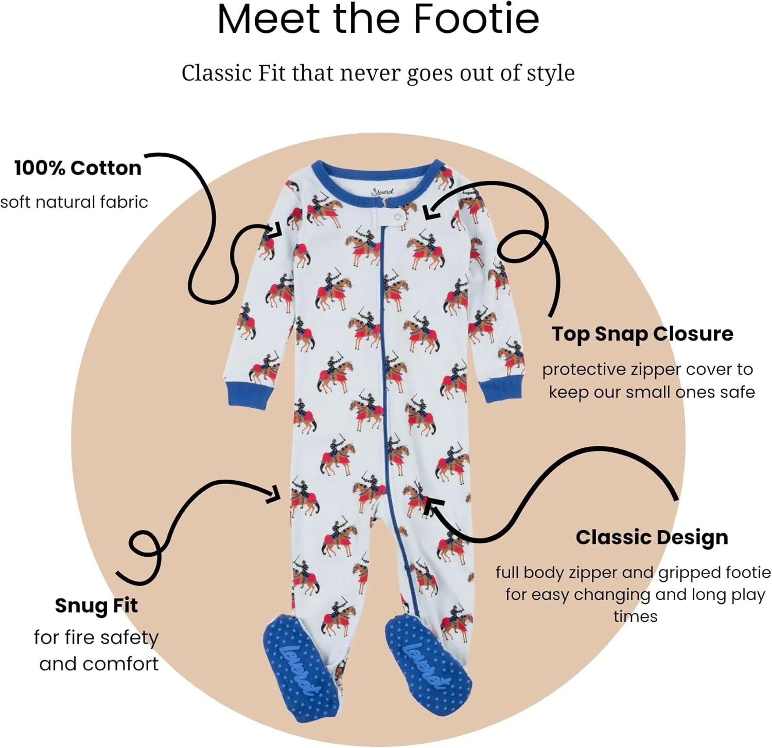 Leveret Kids Pajamas Baby Boys Girls Footed Pajamas Sleeper 100% Cotton (Size 6-12 Months-5 Toddler)