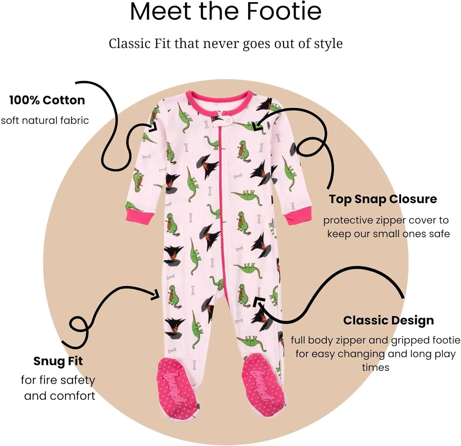 Leveret Kids Pajamas Baby Boys Girls Footed Pajamas Sleeper 100% Cotton (Size 6-12 Months-5 Toddler)