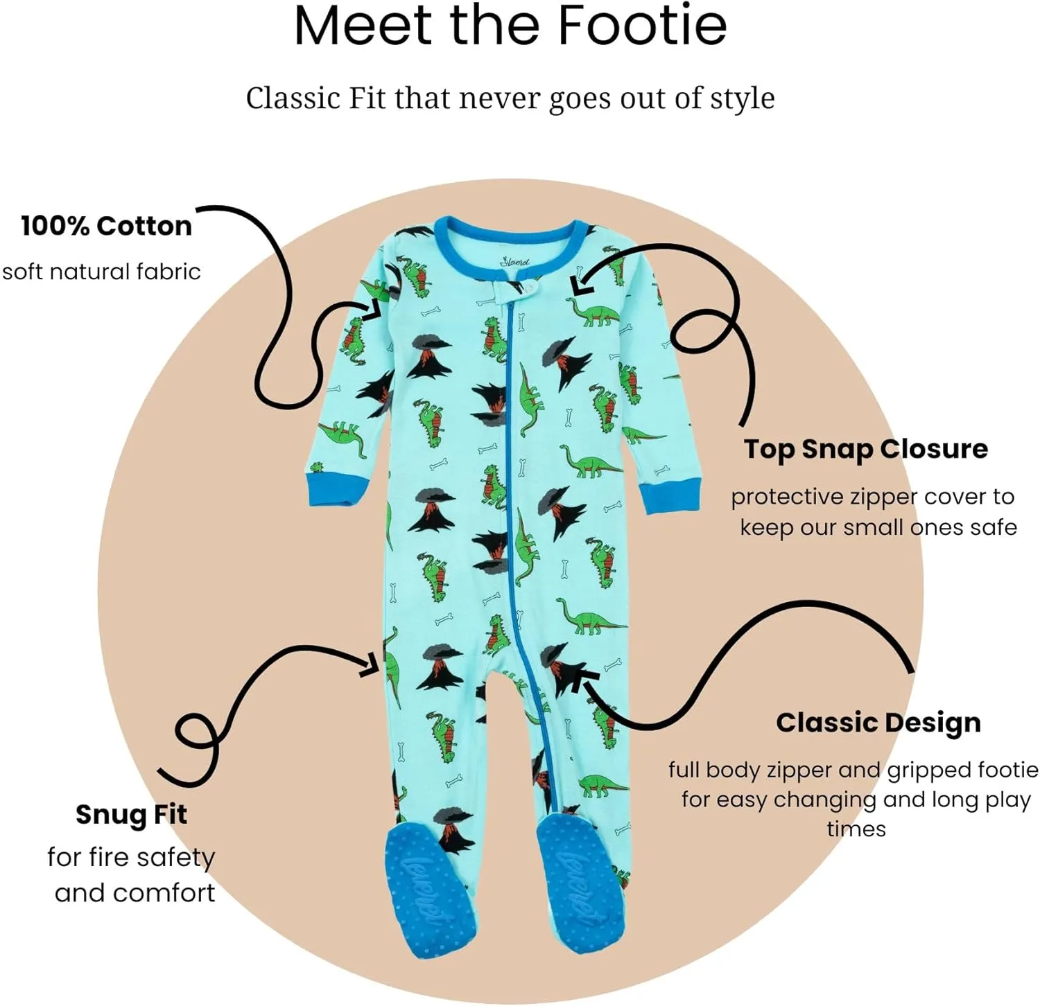 Leveret Kids Pajamas Baby Boys Girls Footed Pajamas Sleeper 100% Cotton (Size 6-12 Months-5 Toddler)
