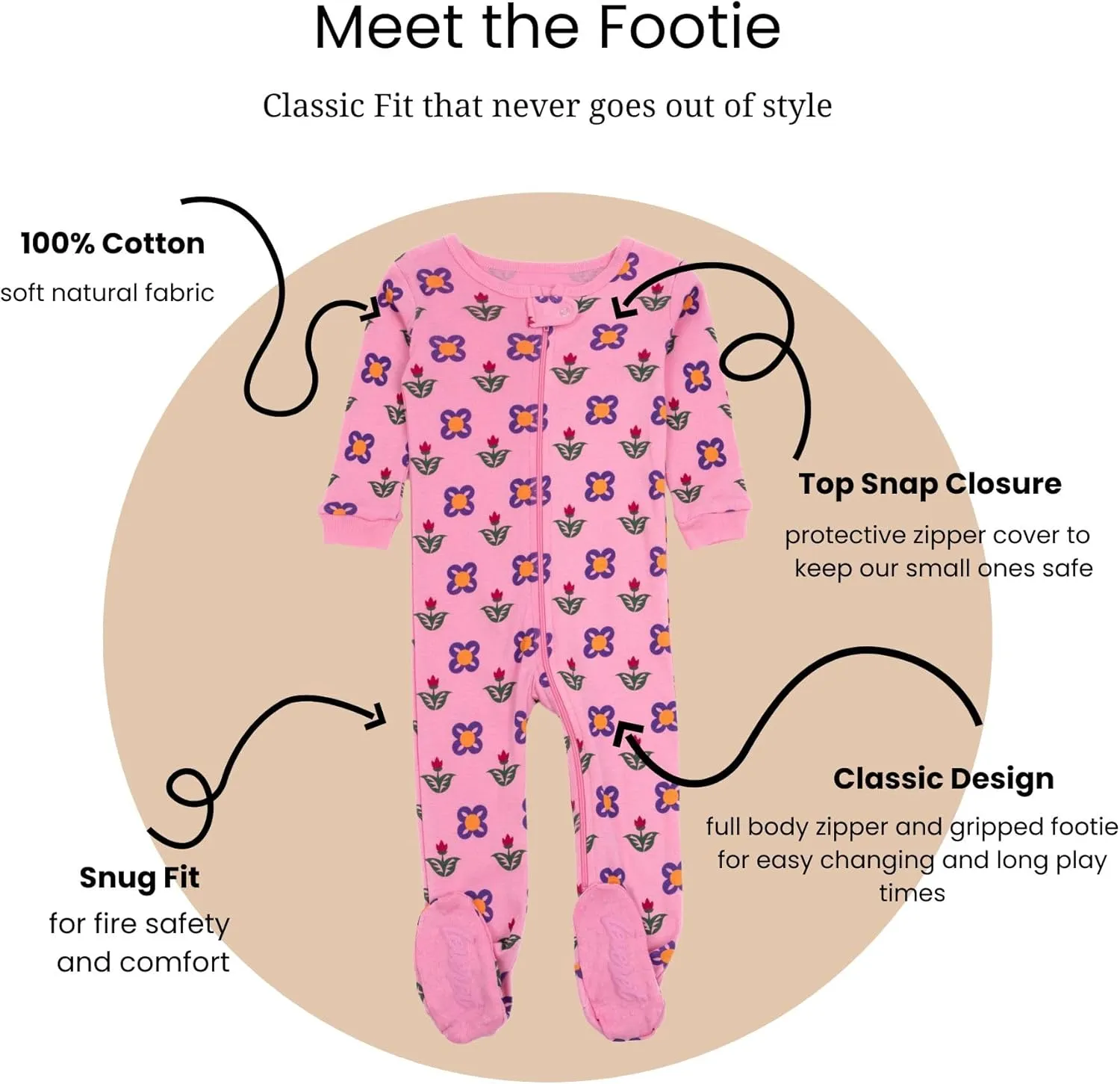 Leveret Kids Pajamas Baby Boys Girls Footed Pajamas Sleeper 100% Cotton (Size 6-12 Months-5 Toddler)