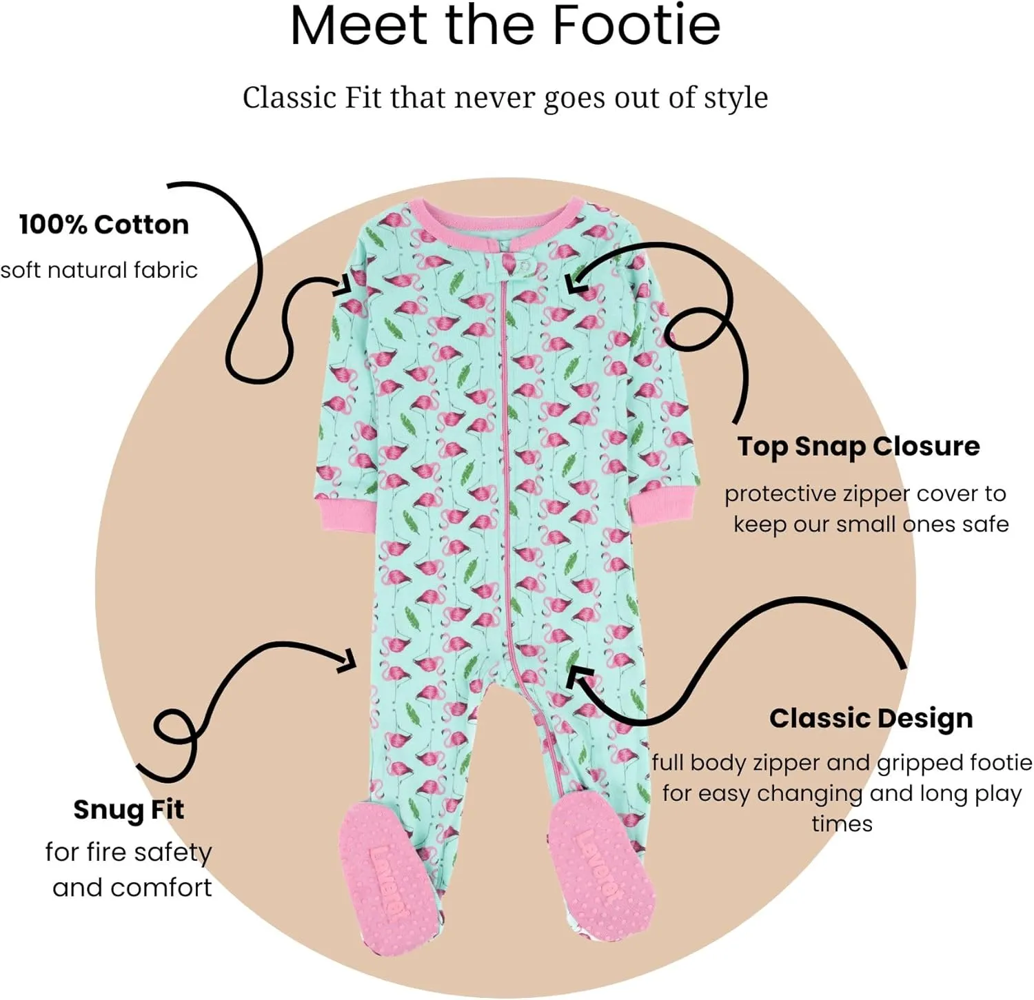 Leveret Kids Pajamas Baby Boys Girls Footed Pajamas Sleeper 100% Cotton (Size 6-12 Months-5 Toddler)