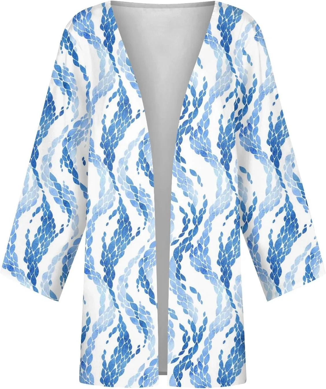 Lightweight Cardigans for Women 3/4 Sleeve Trendy Open Front Cardigan Floral Printed Comfy Dressy Cardigans