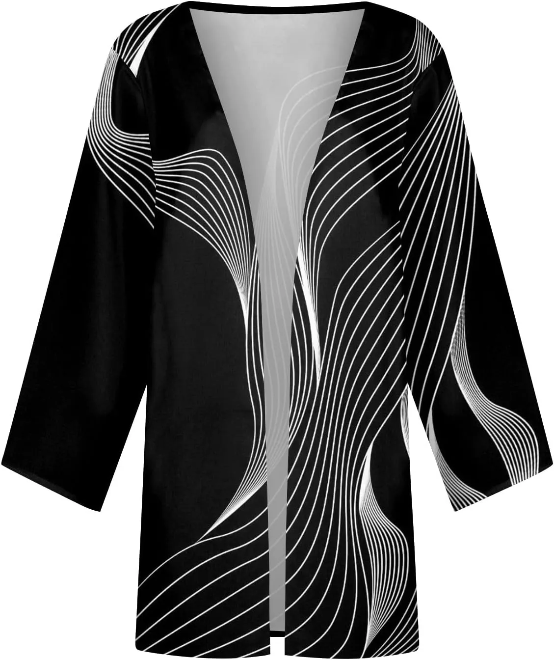 Lightweight Cardigans for Women 3/4 Sleeve Trendy Open Front Cardigan Floral Printed Comfy Dressy Cardigans